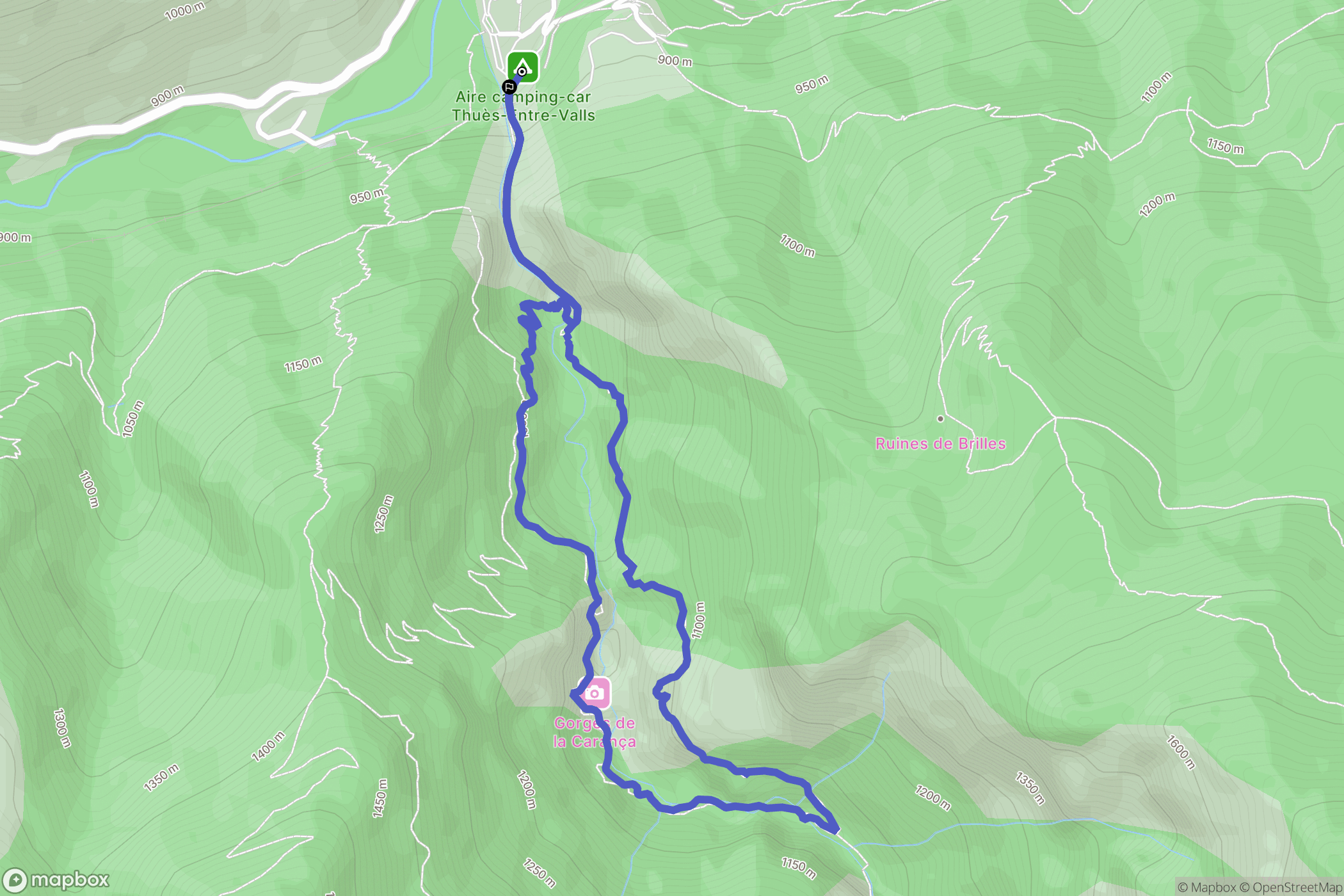 Thuès-Entre-Valls : carte du parcours de randonnée - France