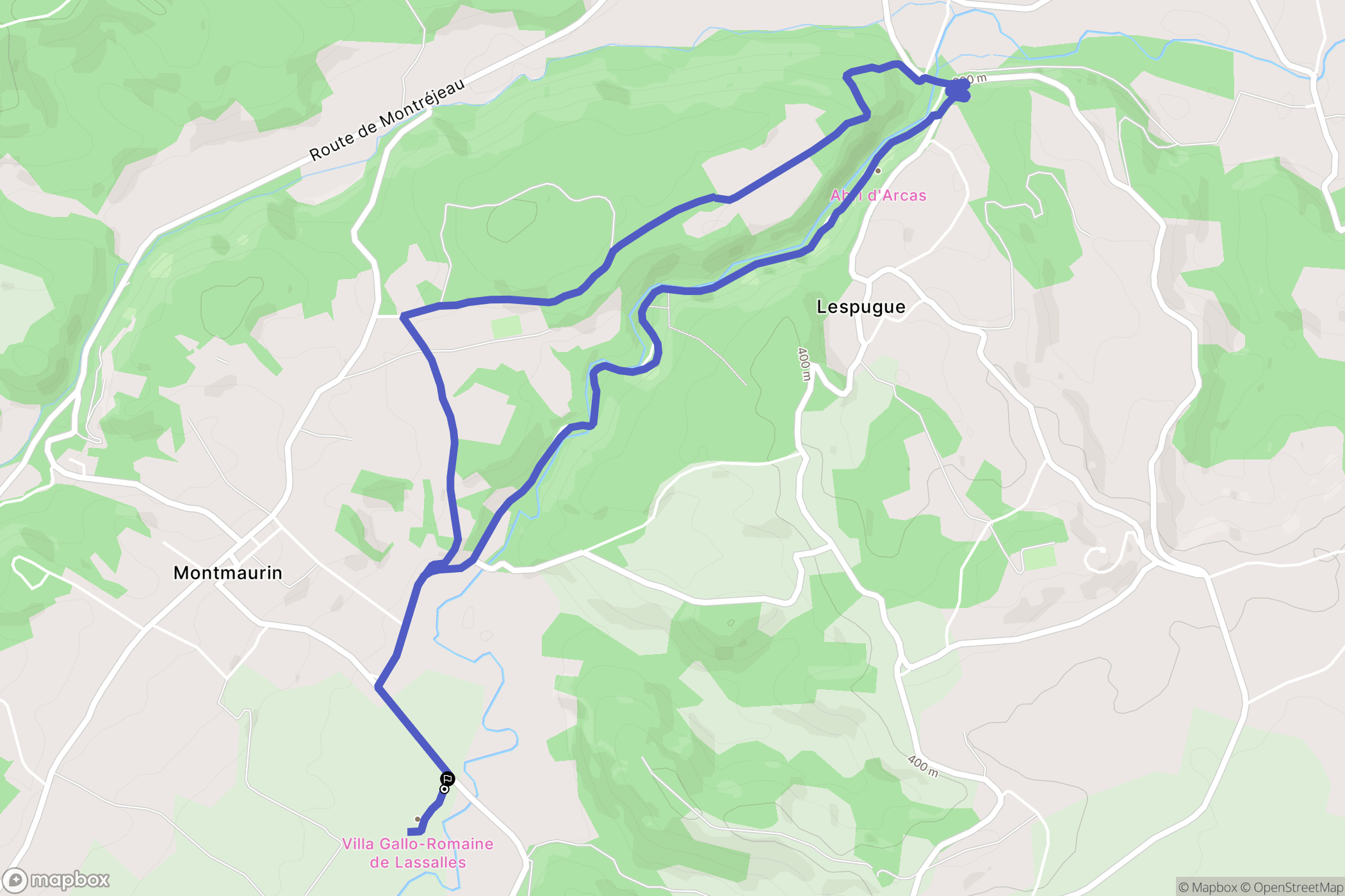 Montmaurin : carte du parcours de randonnée - France