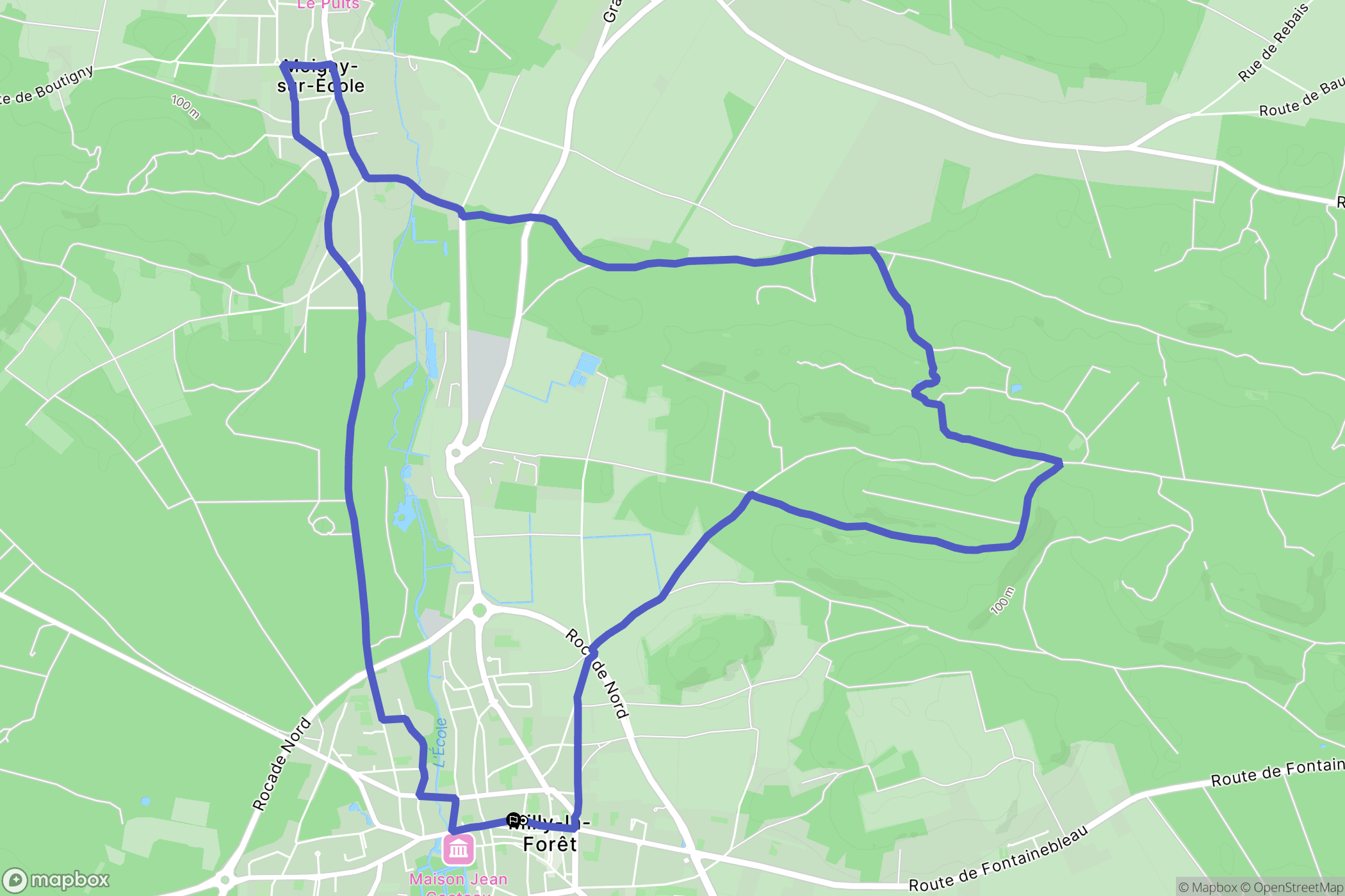 Milly-la-Forêt : carte du parcours de randonnée - France