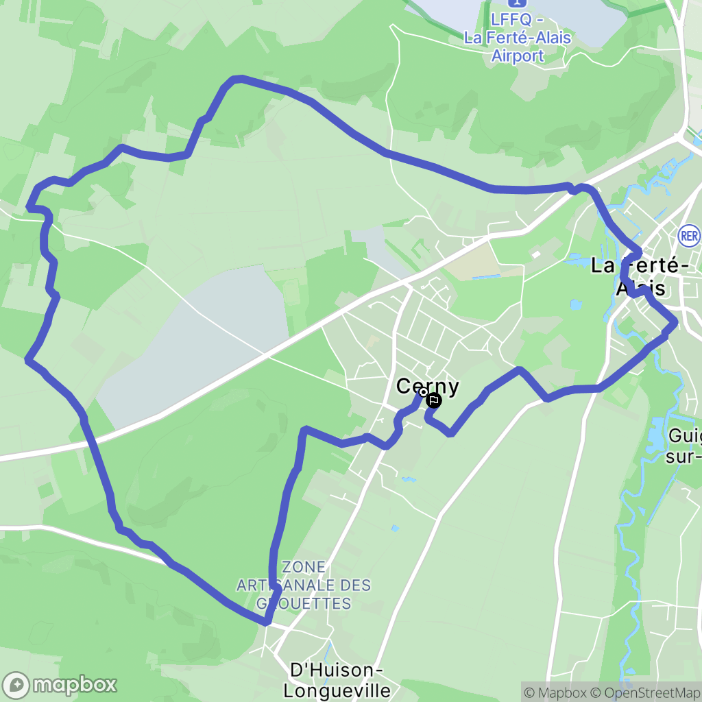 Cerny : carte du parcours de randonnée - France