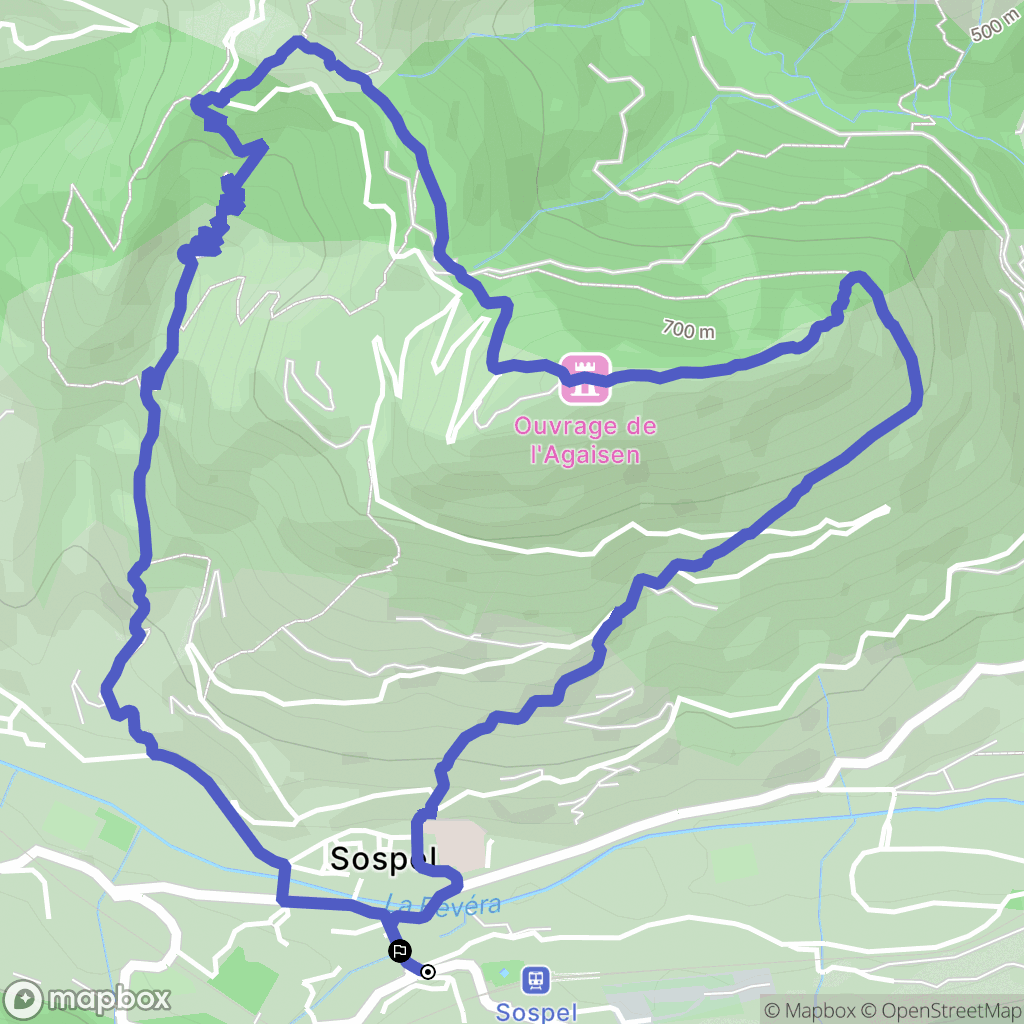 Sospel : carte du parcours de randonnée - France