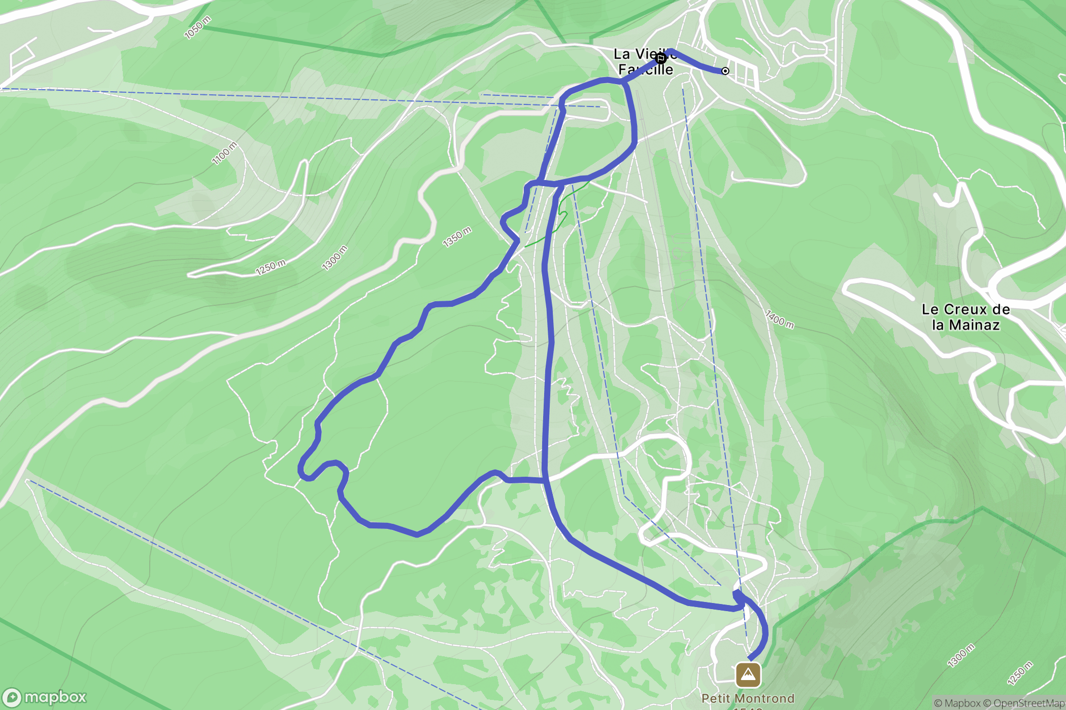 La Vieille Faucille, Mijoux : carte du parcours de randonnée - France