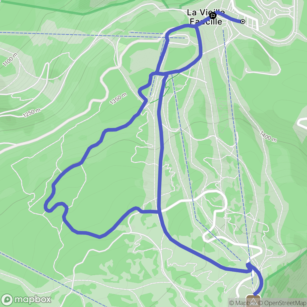 La Vieille Faucille, Mijoux : carte du parcours de randonnée - France