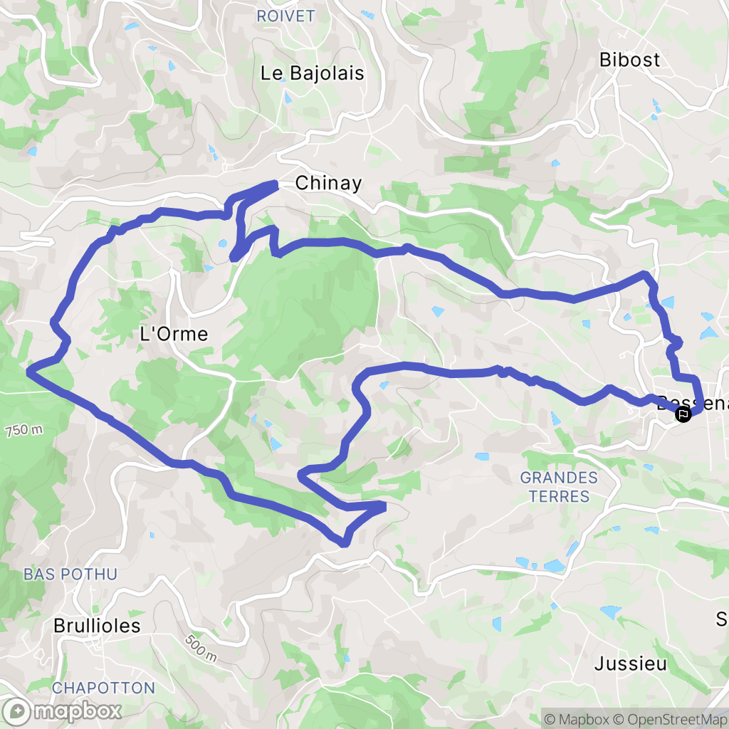 Bessenay : carte du parcours de randonnée - France