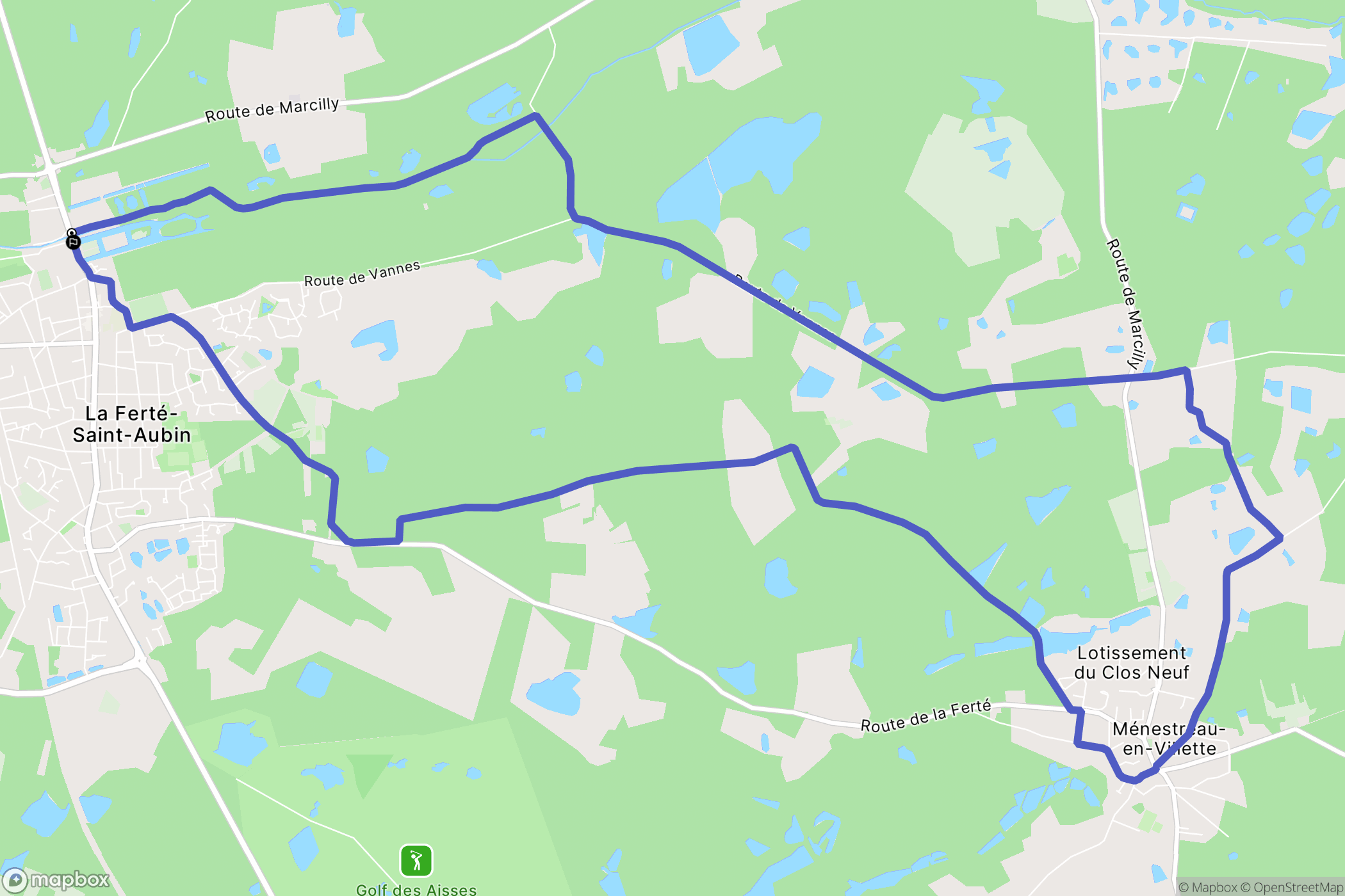 La Ferté-Saint-Aubin : carte du parcours de randonnée - France