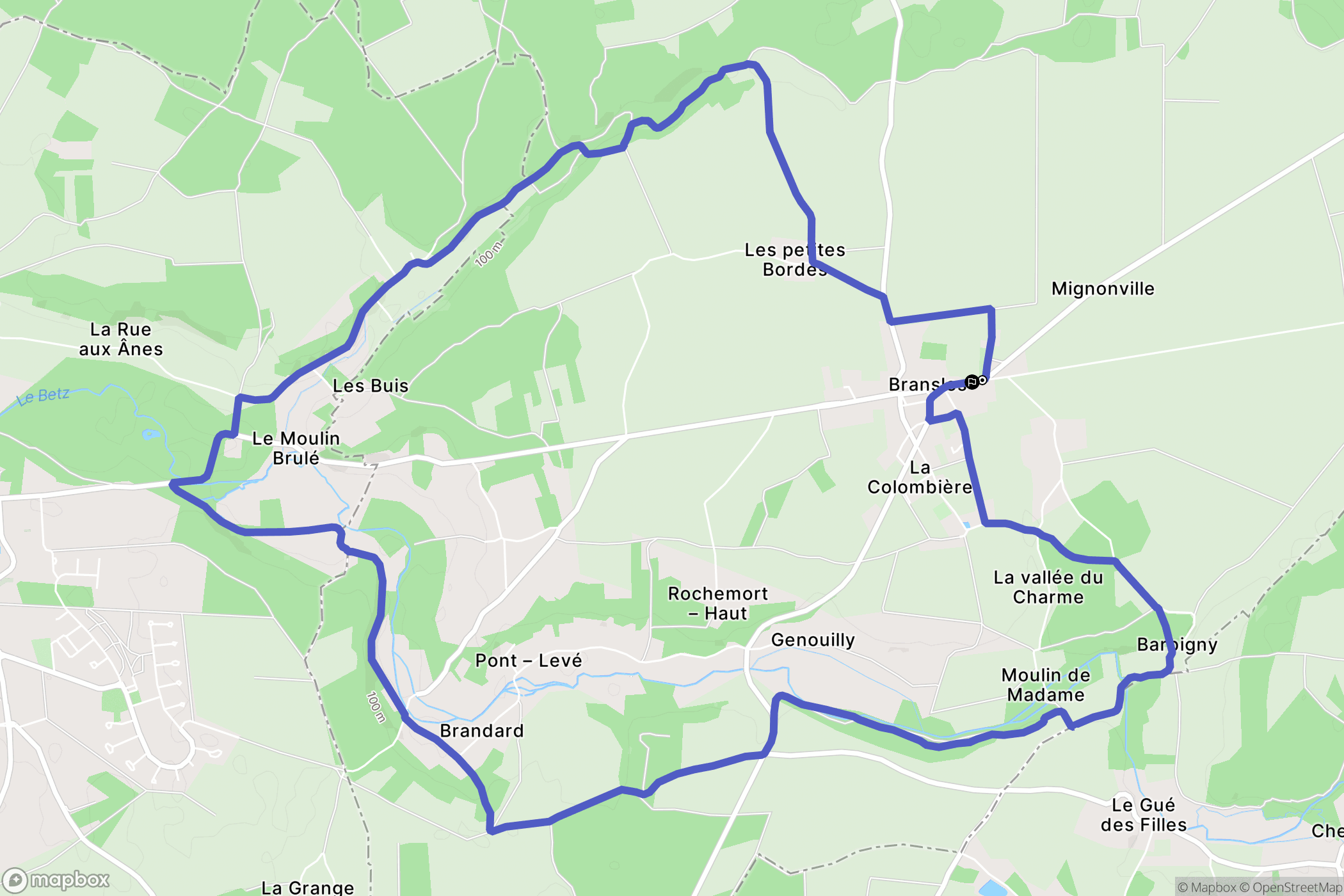 Bransles : carte du parcours de randonnée - France