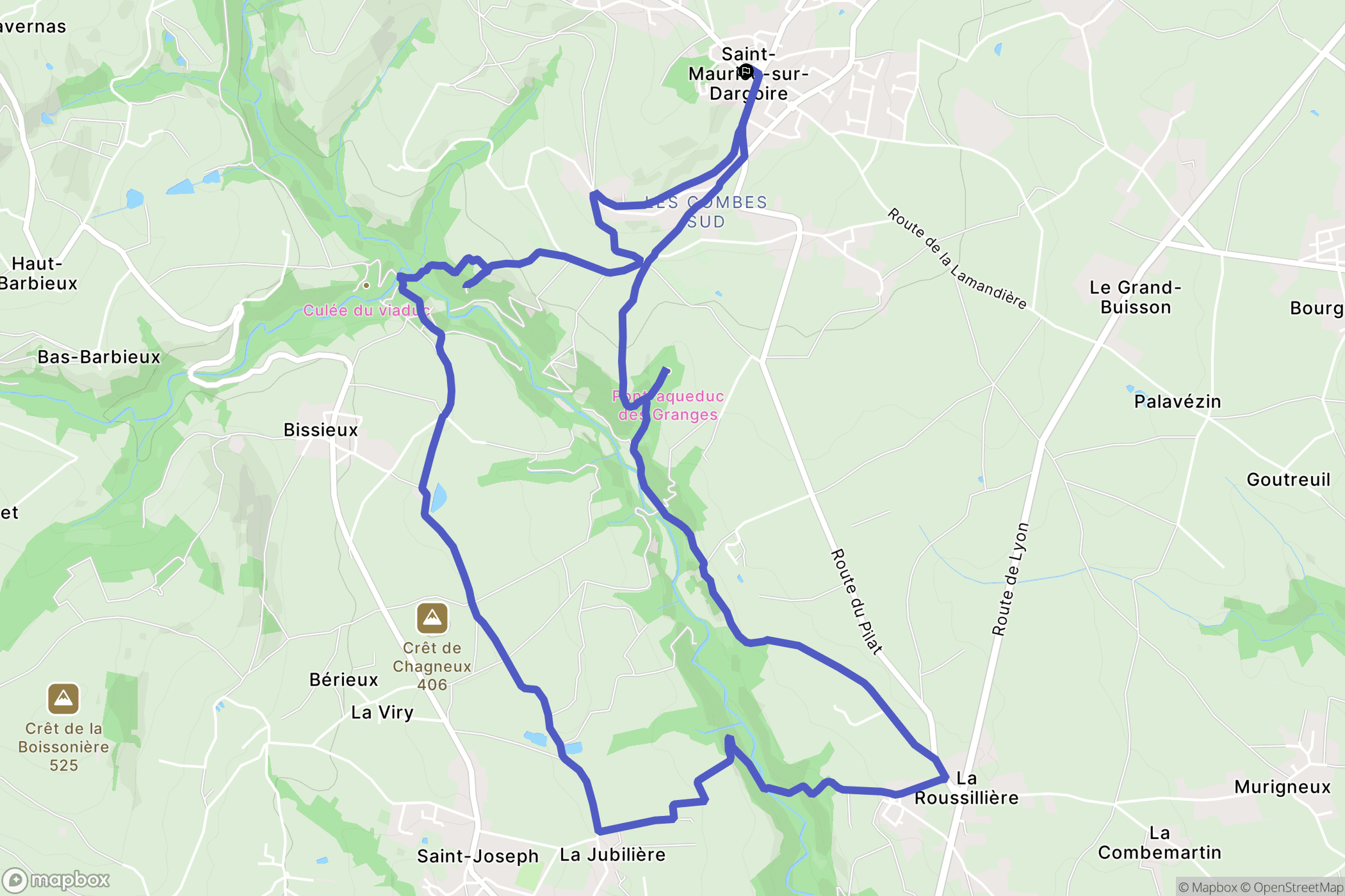 Chabanière : carte du parcours de randonnée - France
