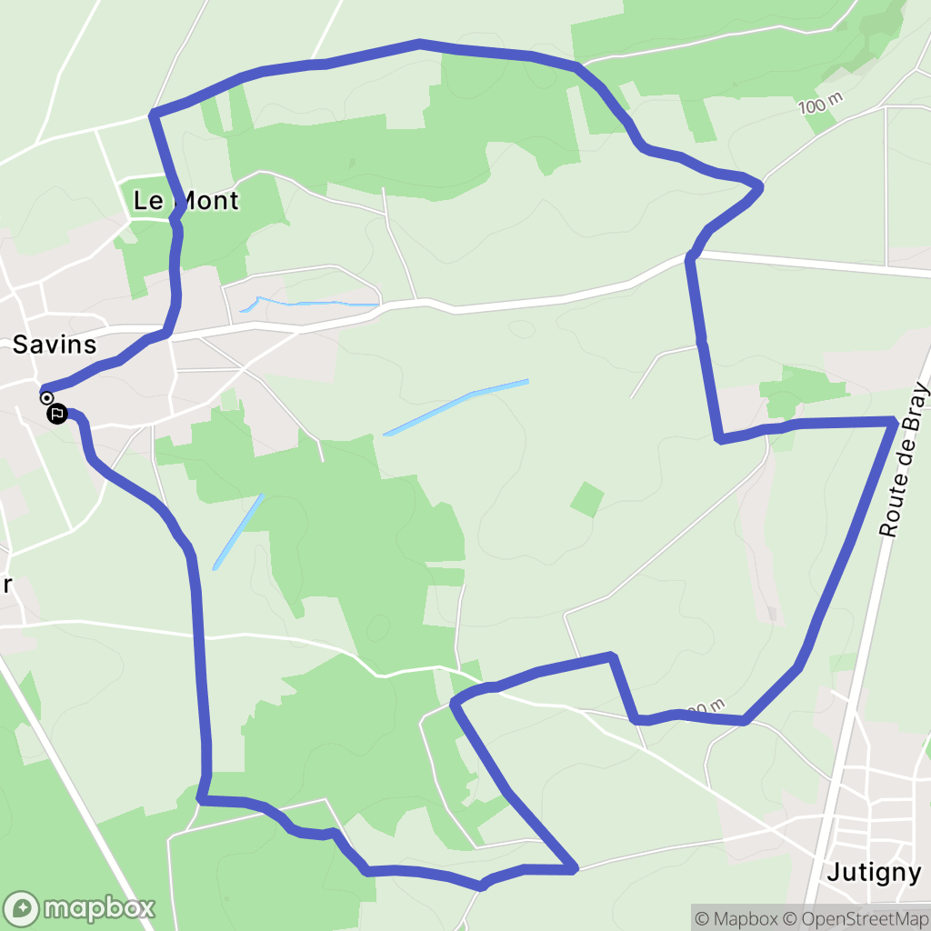 Savins : carte du parcours de randonnée - France