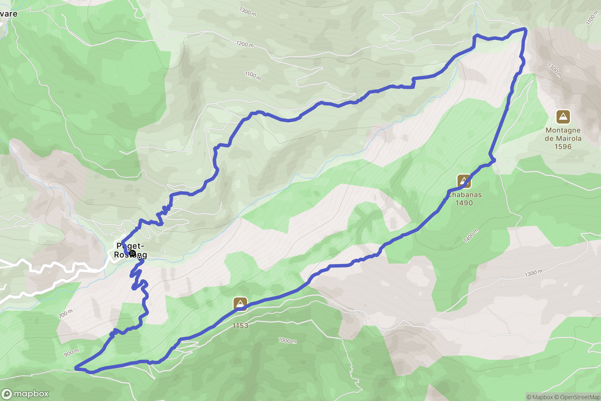 Puget-Rostang : carte du parcours de randonnée - France