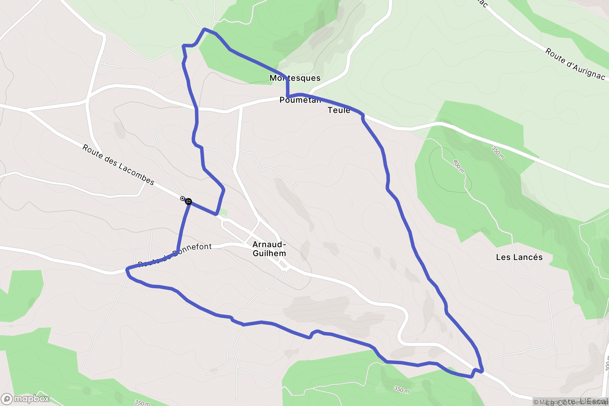 Arnaud-Guilhem : carte du parcours de randonnée - France
