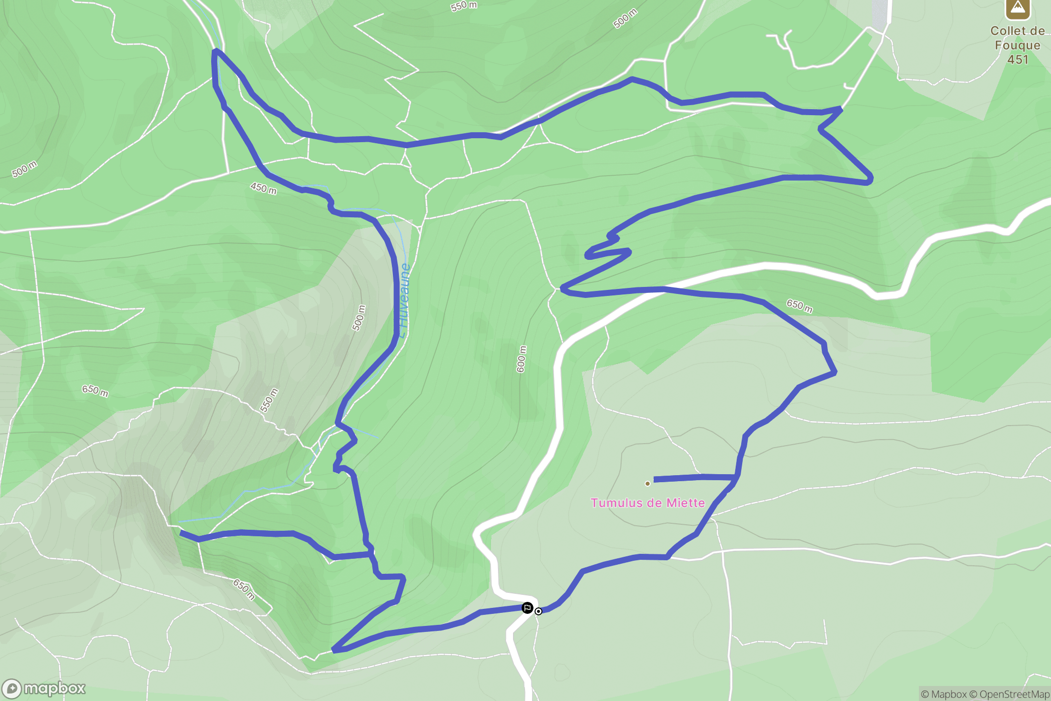 Plan-d'Aups-Sainte-Baume : carte du parcours de randonnée - France