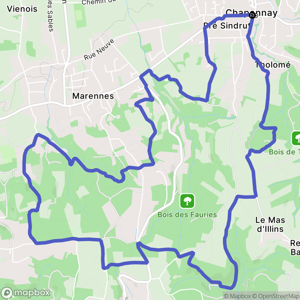 Chaponnay : carte du parcours de randonnée - France