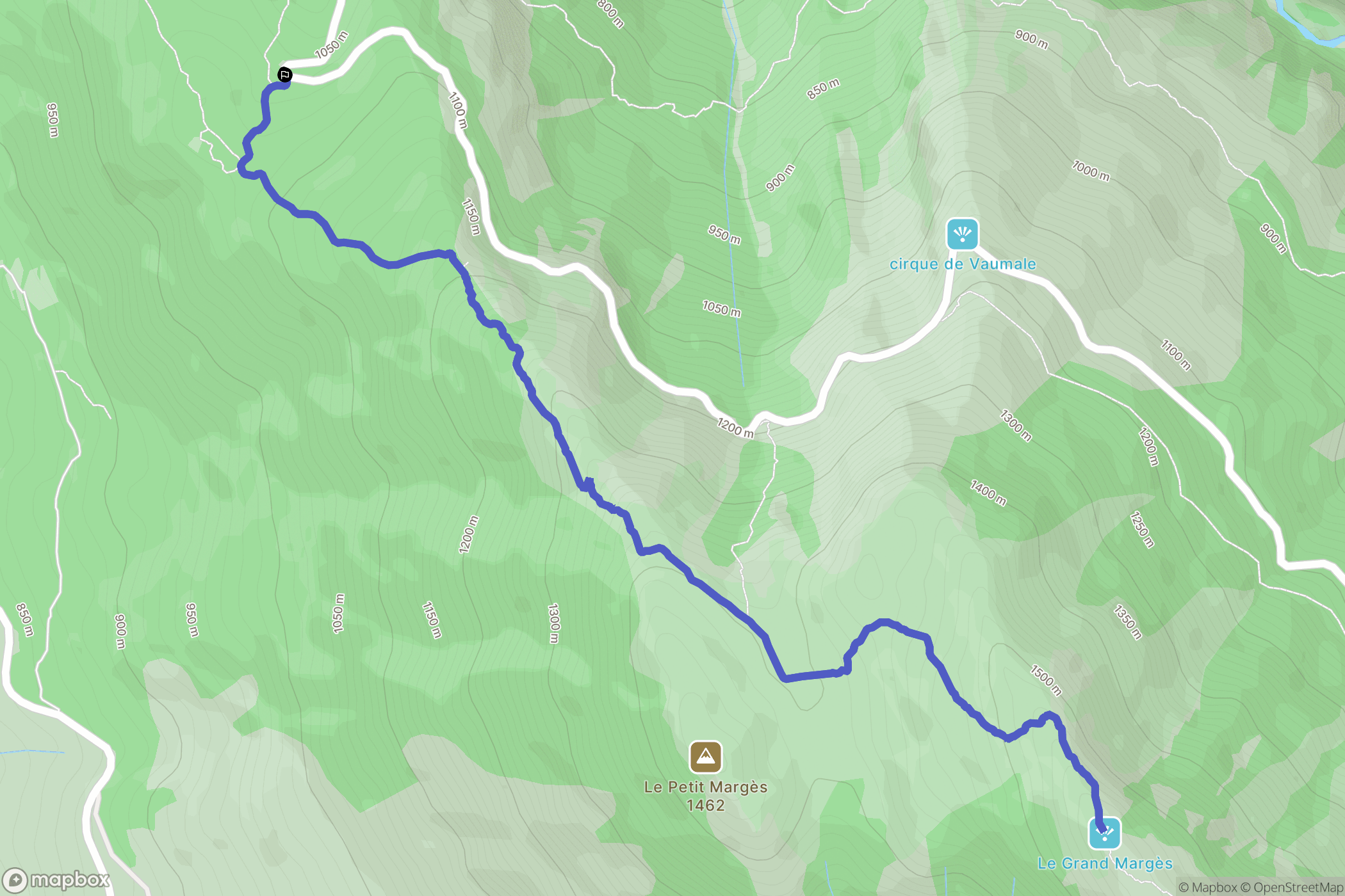 Aiguines : carte du parcours de randonnée - France