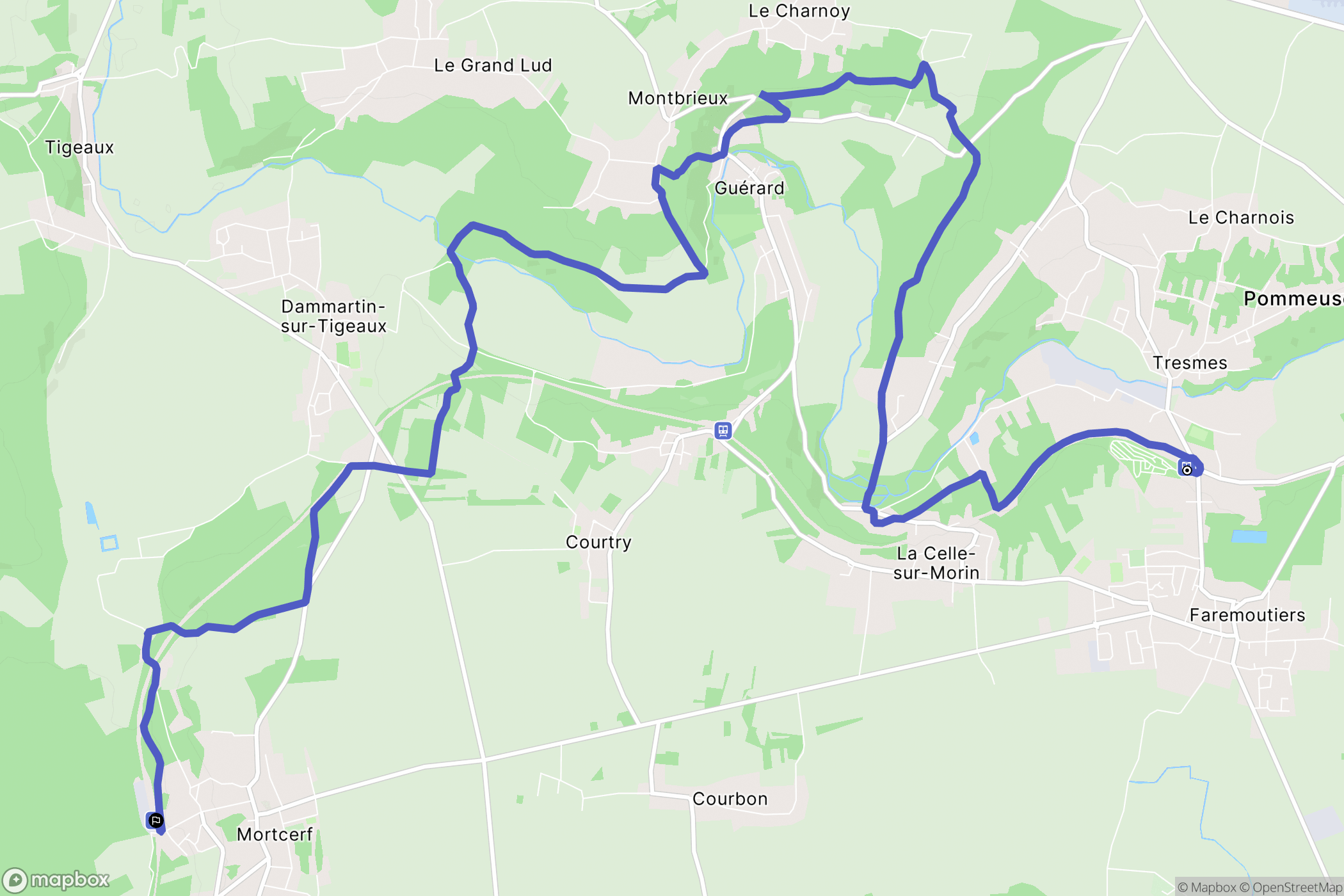 Pommeuse : carte du parcours de randonnée - France