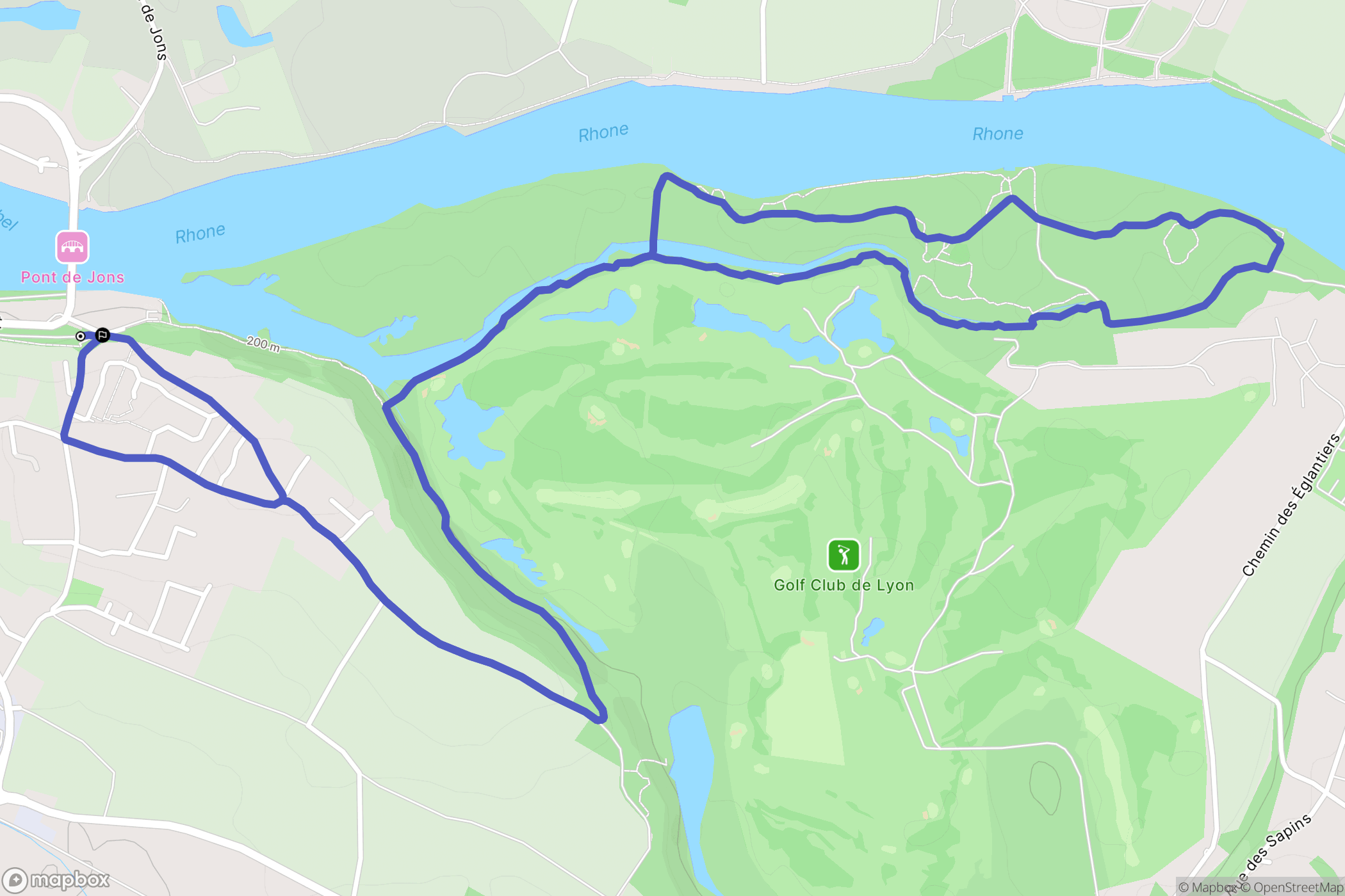 Jons : carte du parcours de randonnée - France