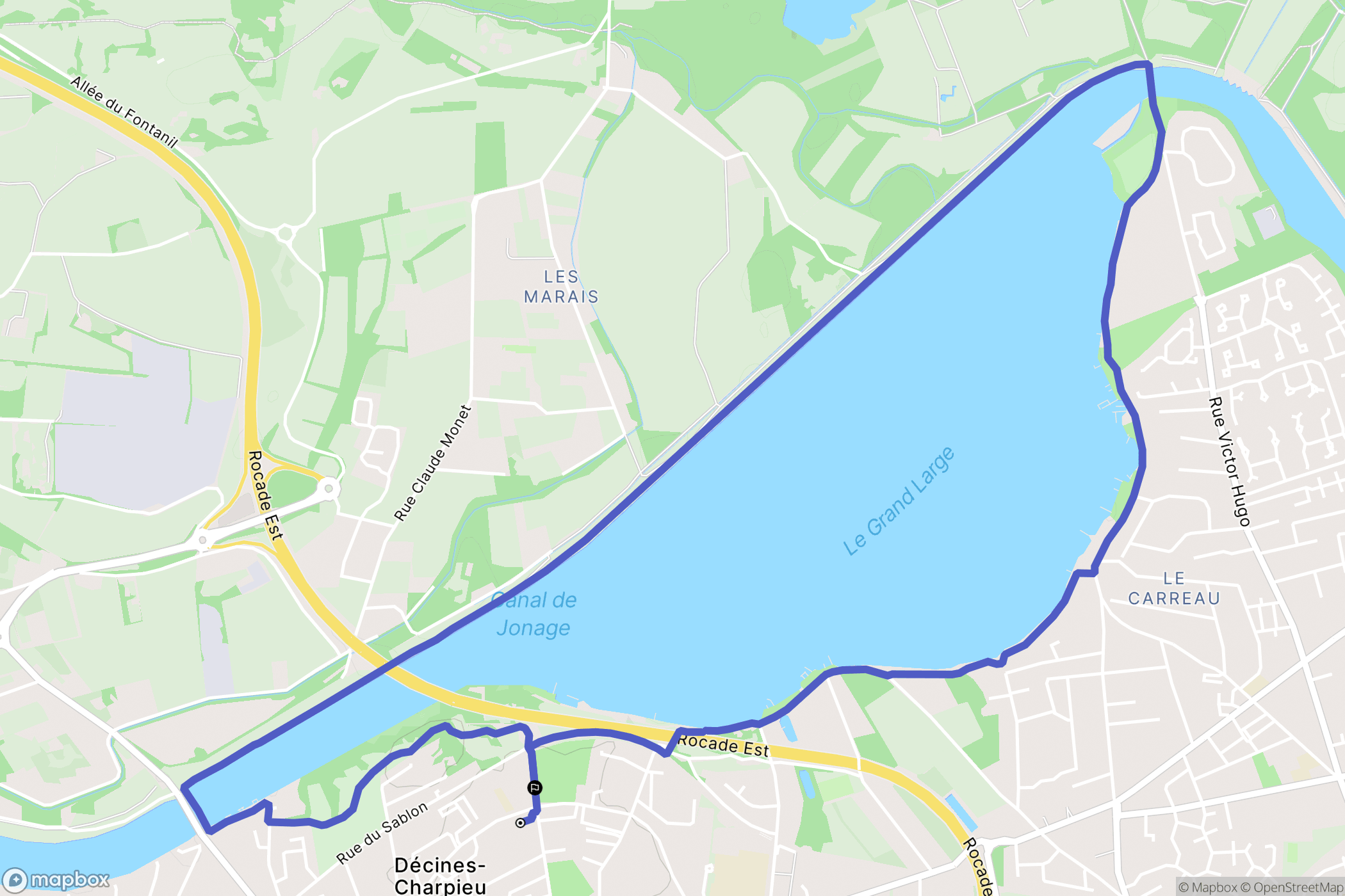 Décines-Charpieu : carte du parcours de randonnée - France