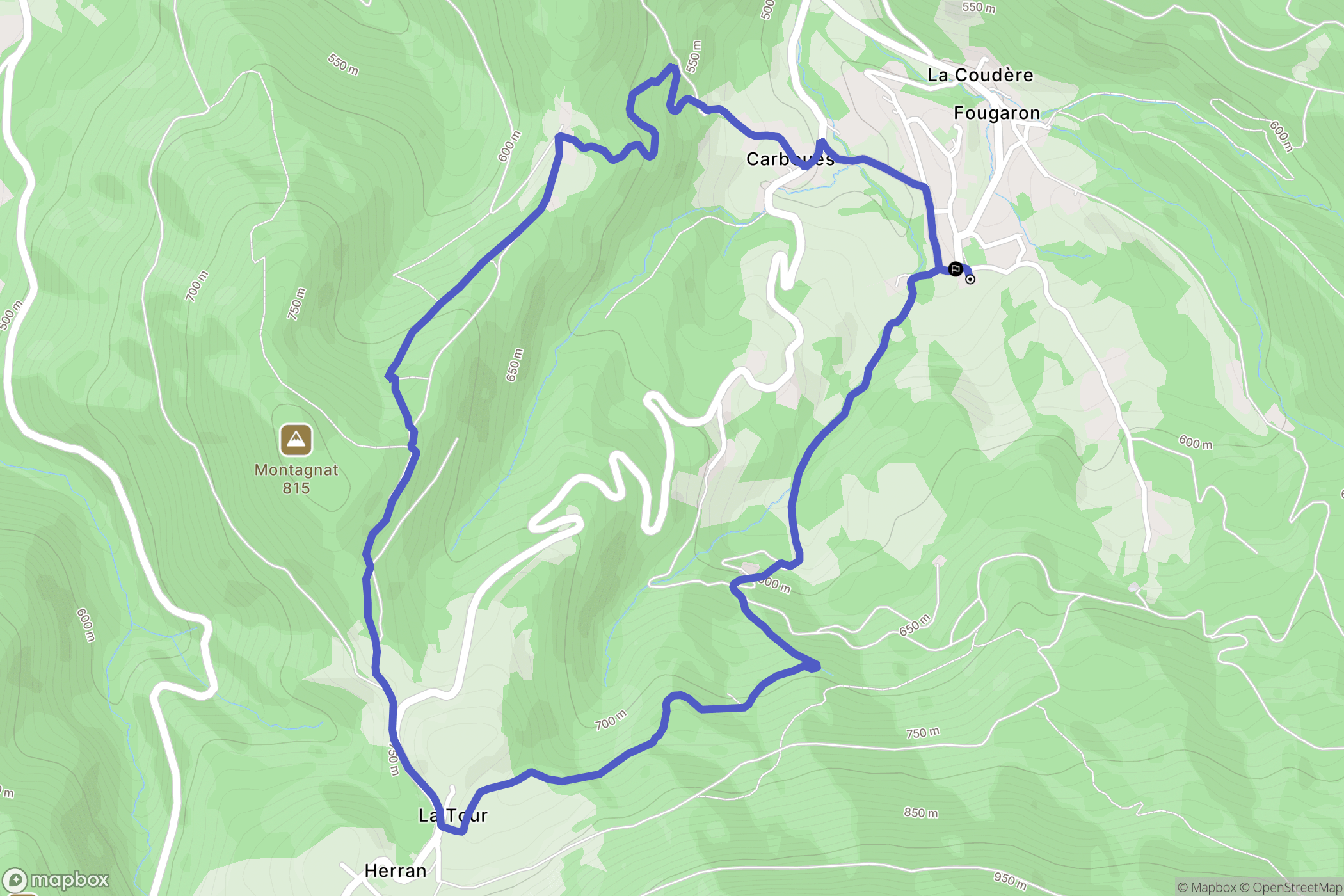 Fougaron : carte du parcours de randonnée - France
