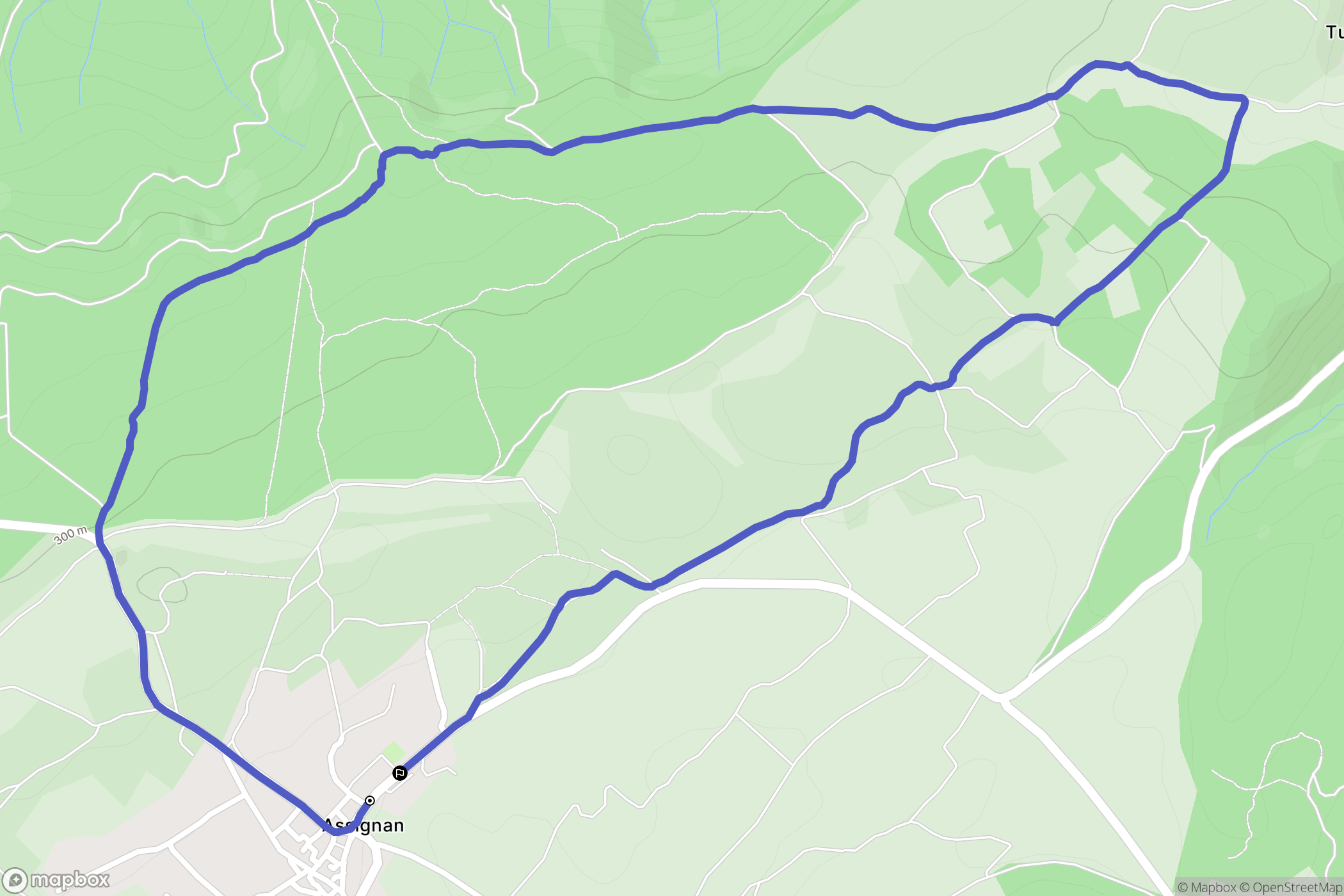 Assignan : carte du parcours de randonnée - France