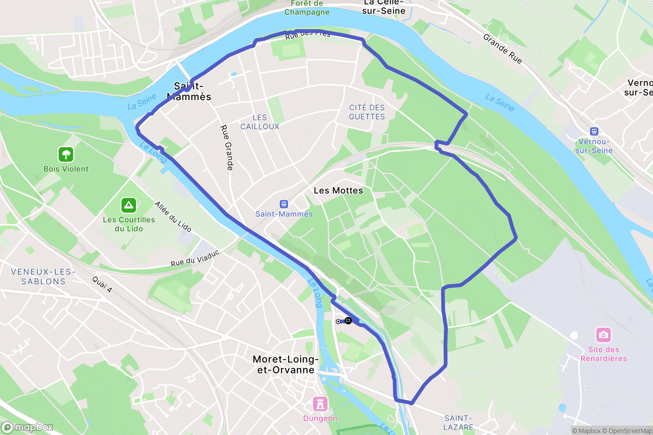 Moret-Loing-et-Orvanne : carte du parcours de randonnée - France