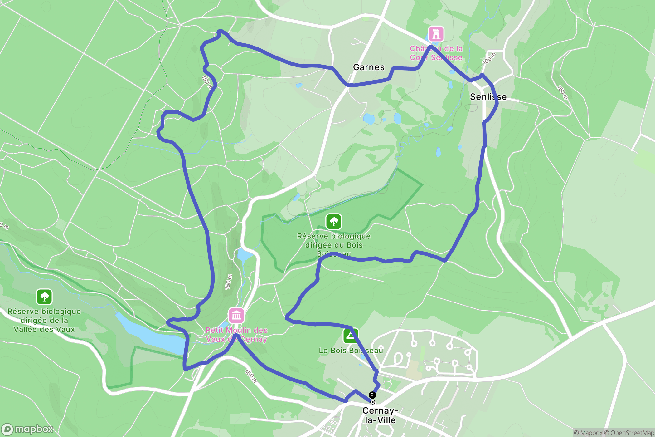 Cernay-la-ville : carte du parcours de randonnée - France