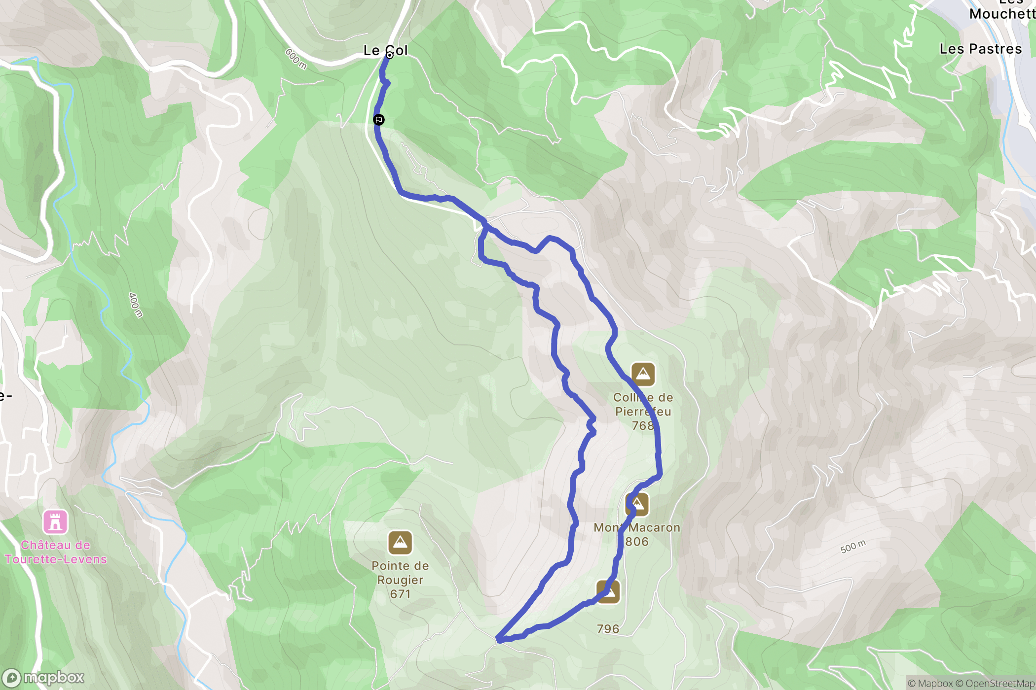 Châteauneuf-Villevieille : carte du parcours de randonnée - France