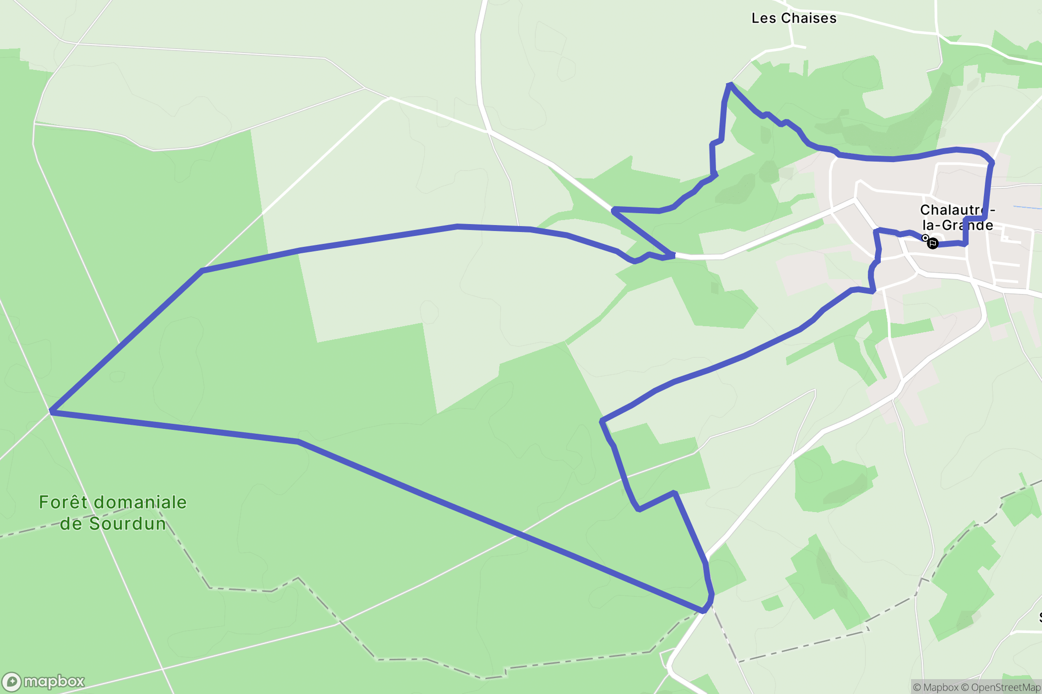 Chalautre-la-Grande : carte du parcours de randonnée - France