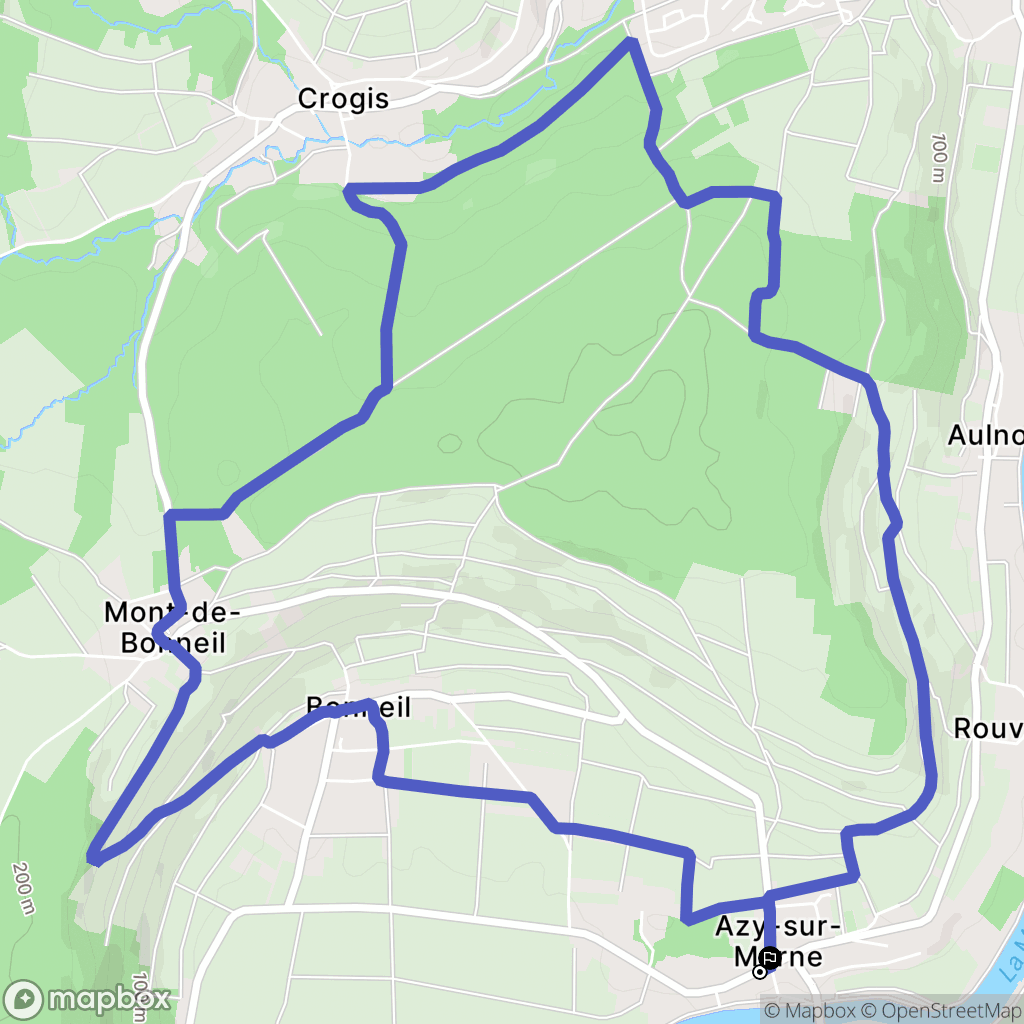 Azy-sur-Marne : carte du parcours de randonnée - France