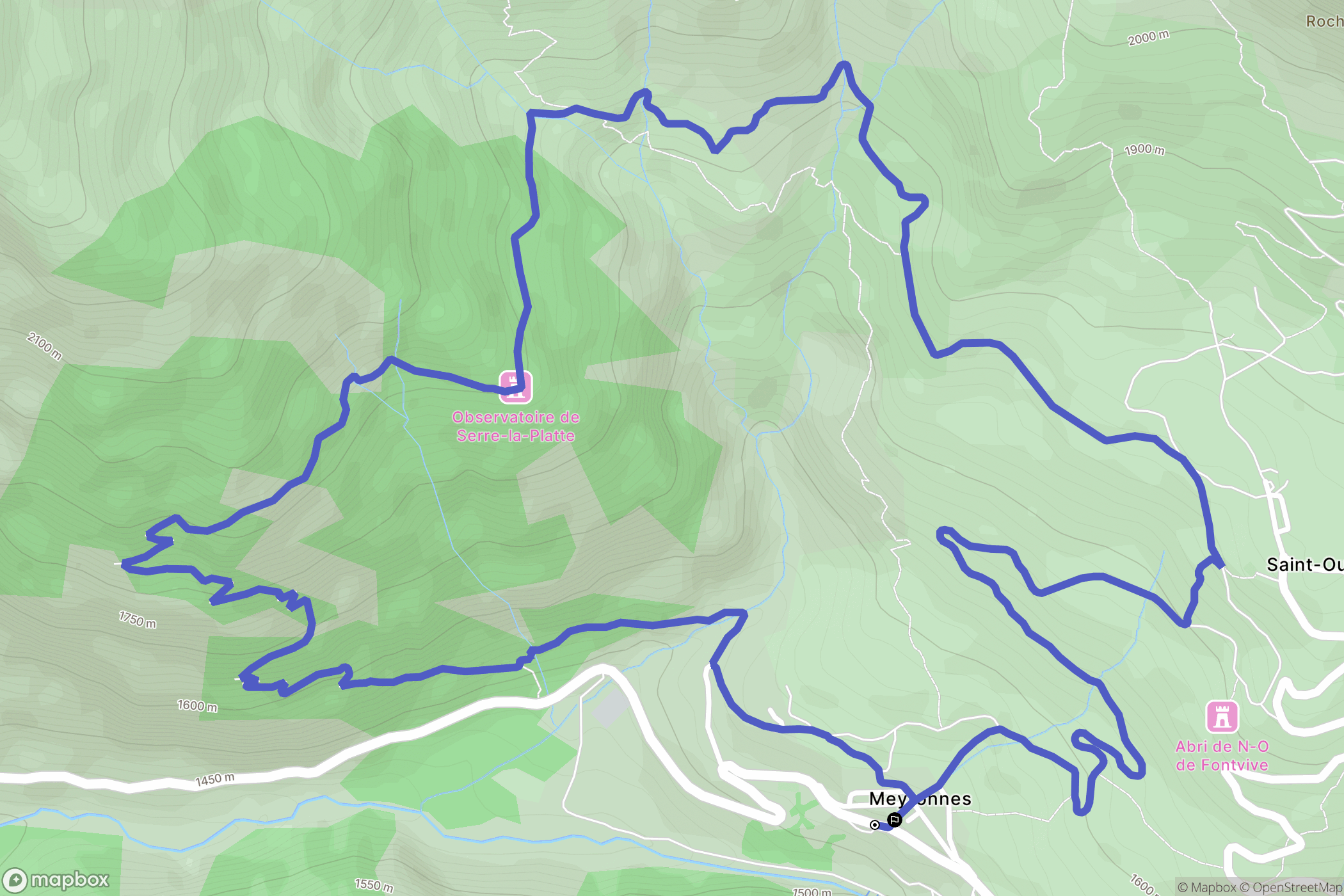 Val-d'Oronaye : carte du parcours de randonnée - France