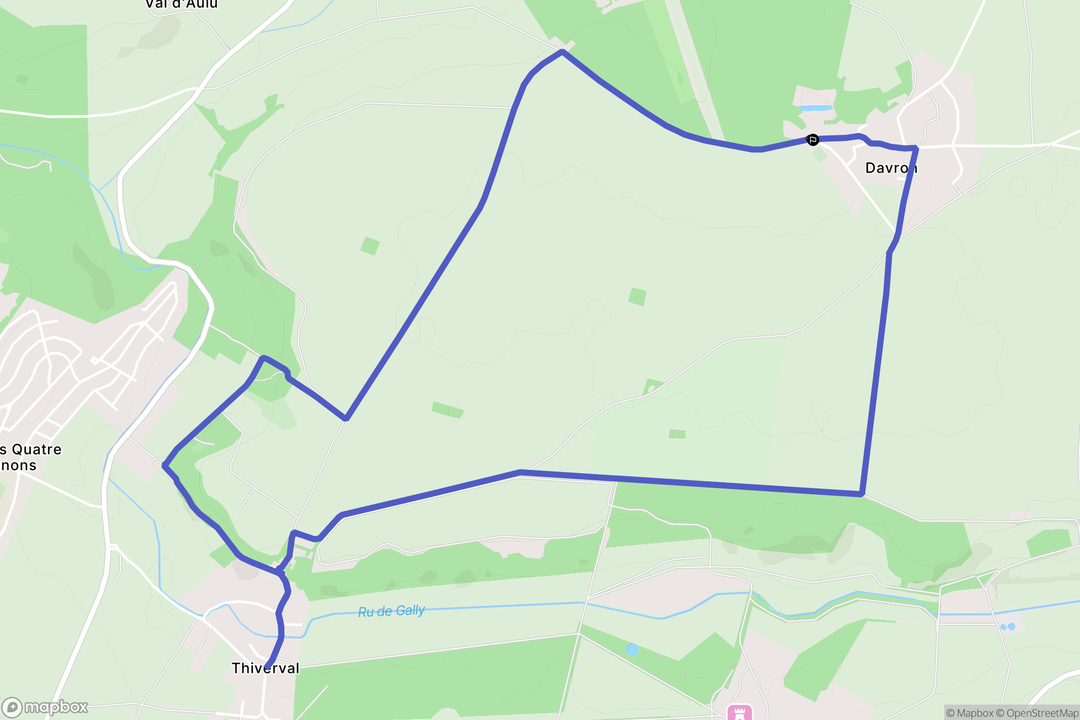 Davron : carte du parcours de randonnée - France