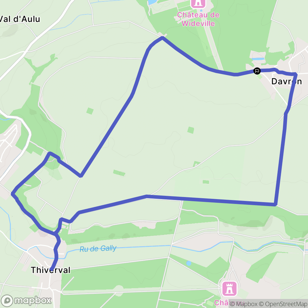 Davron : carte du parcours de randonnée - France
