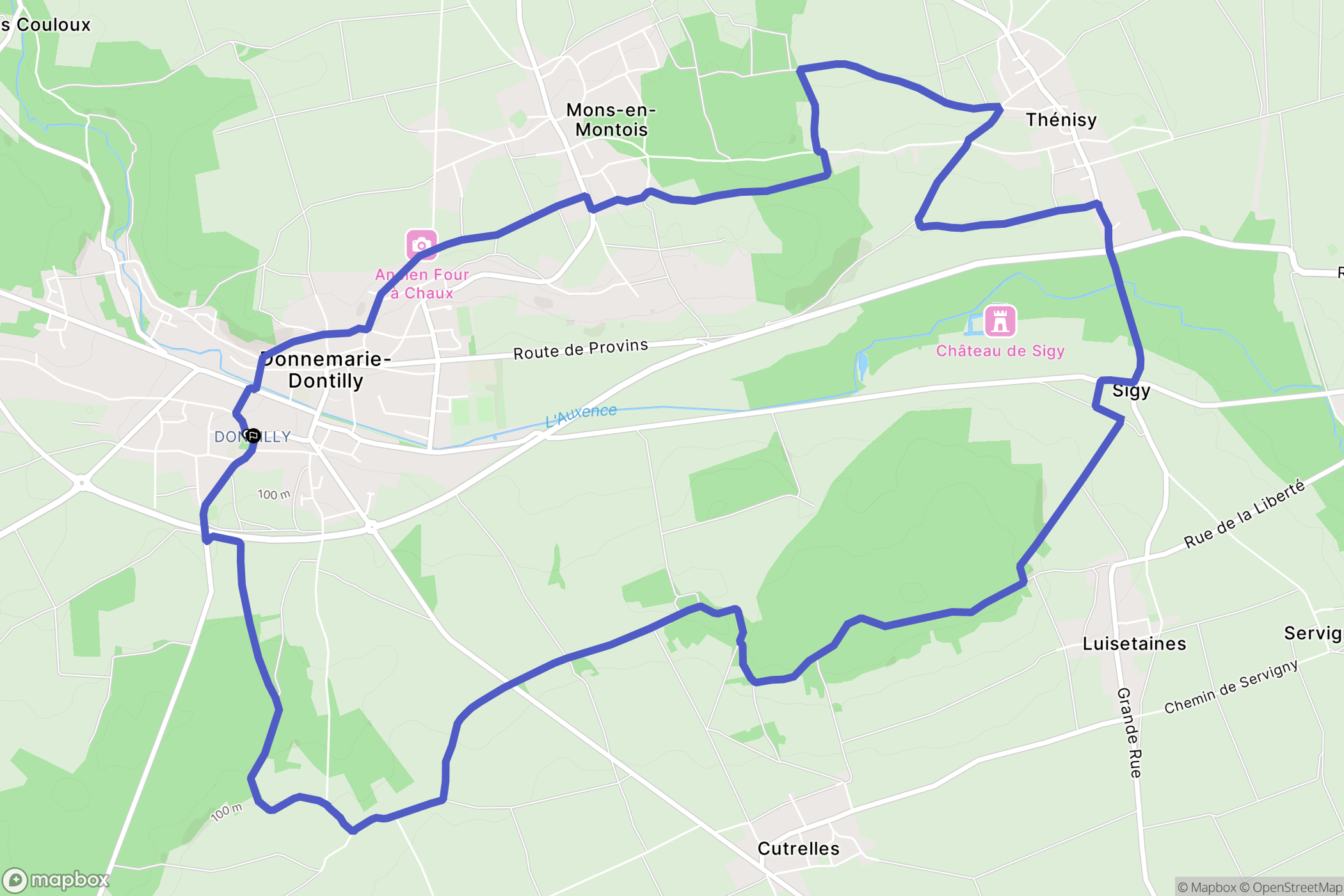 Donnemarie-Dontilly : carte du parcours de randonnée - France