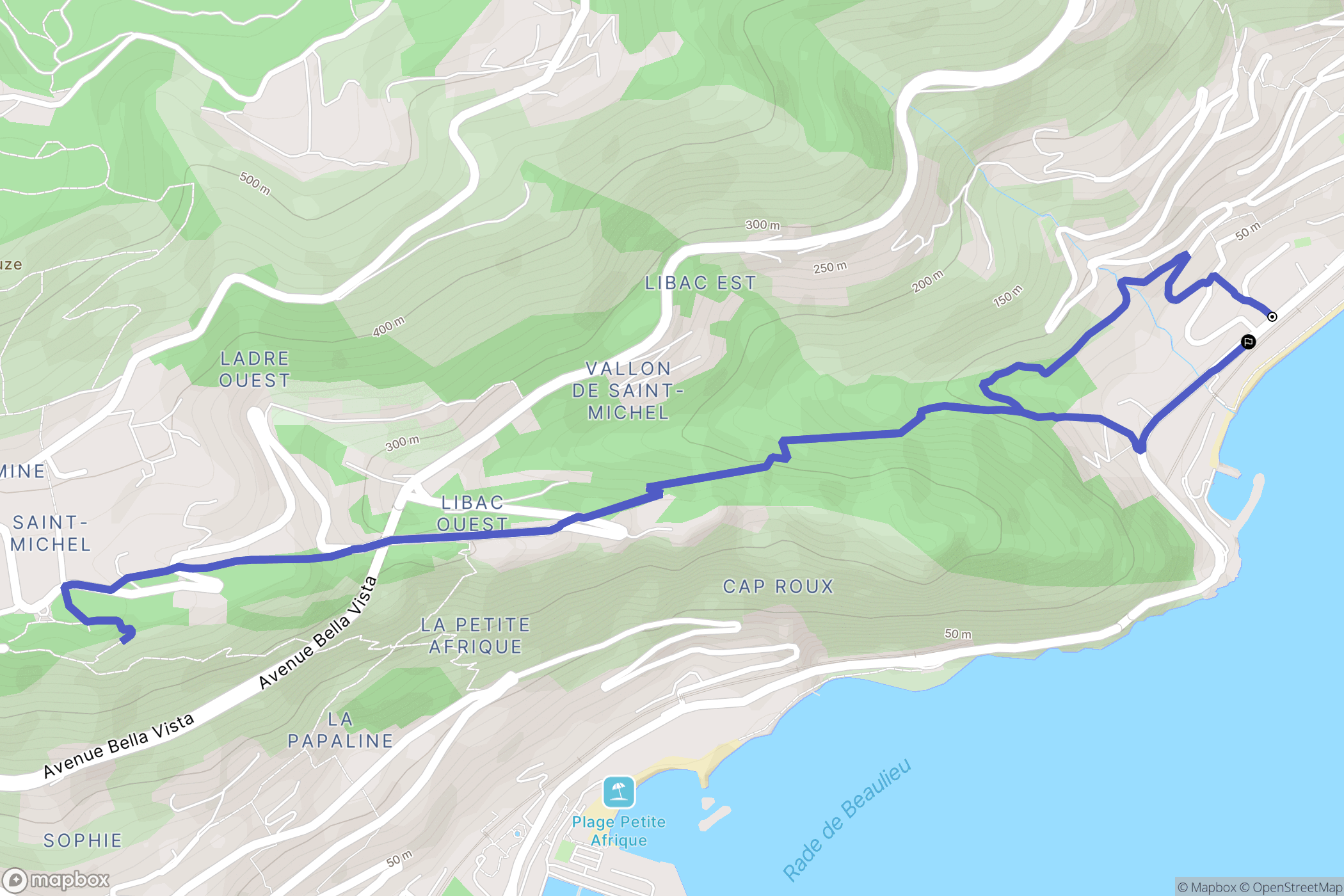 Eze-sur-Mer : carte du parcours de randonnée - France