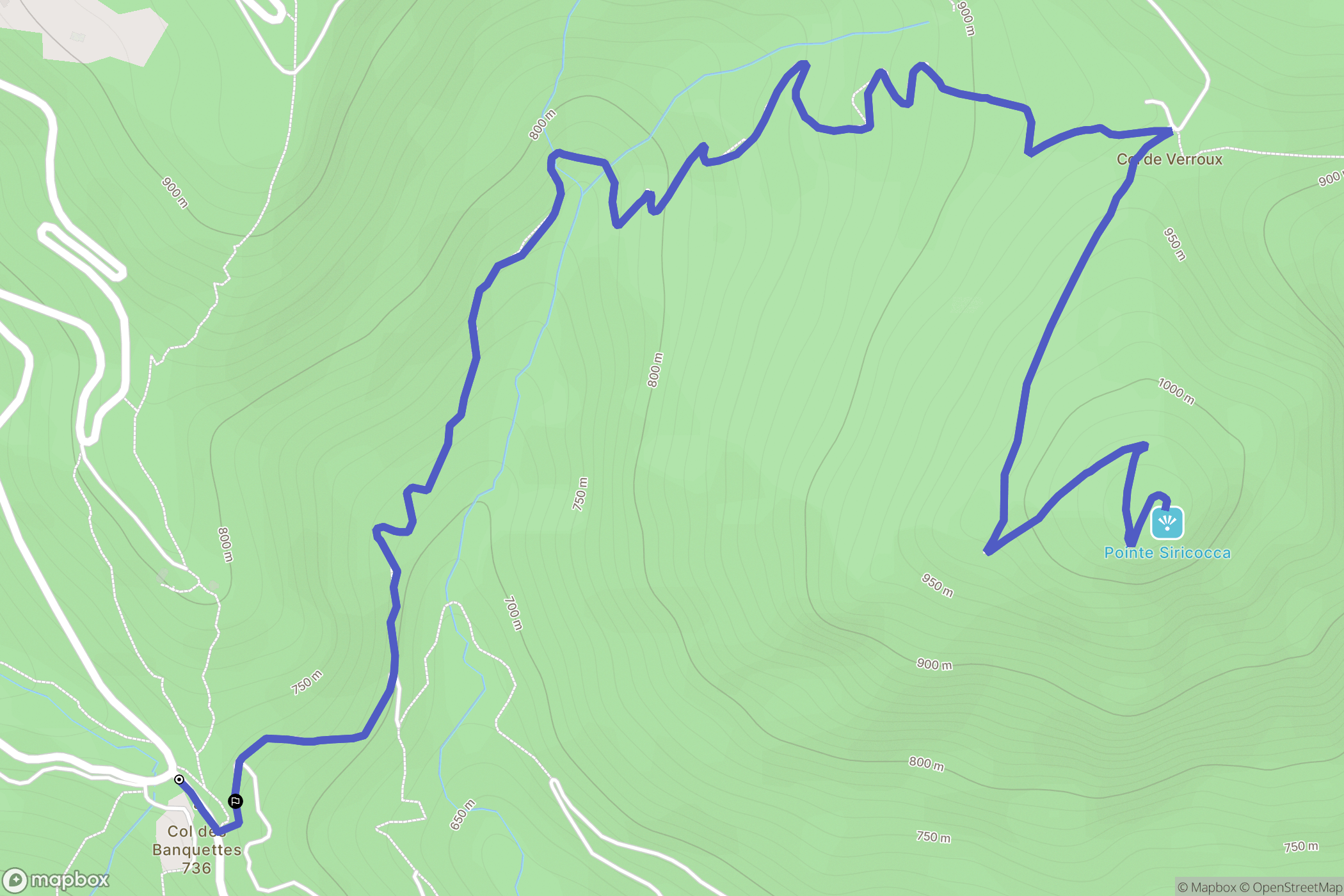 Sainte Agnès : carte du parcours de randonnée - France
