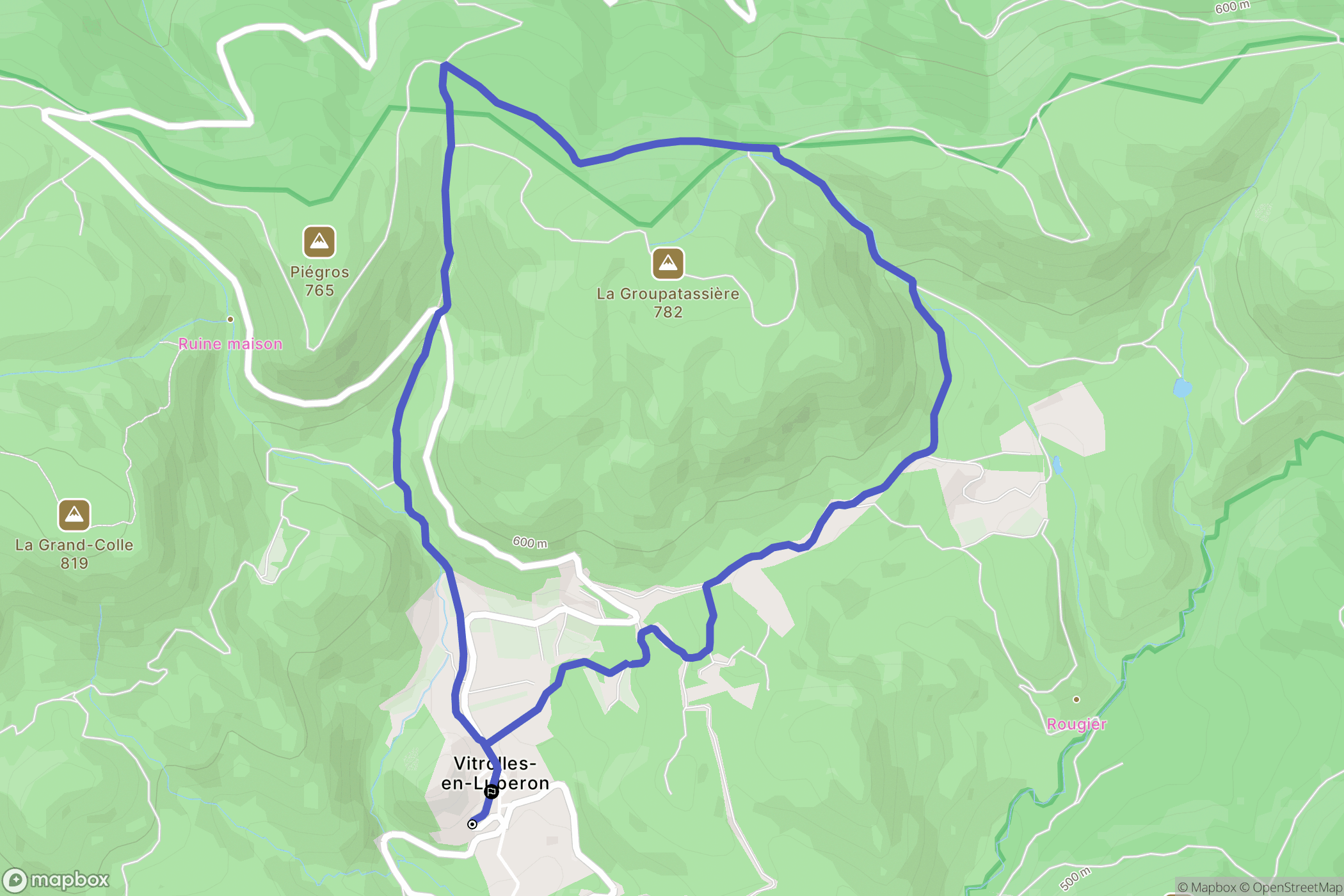 Vitrolles-en-Lubéron : carte du parcours de randonnée - France