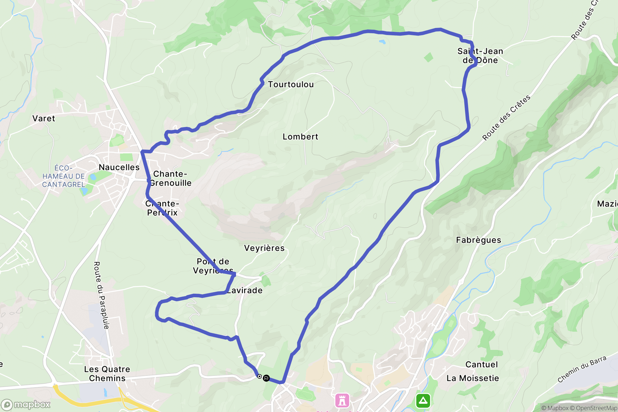 Aurillac : carte du parcours de randonnée - France
