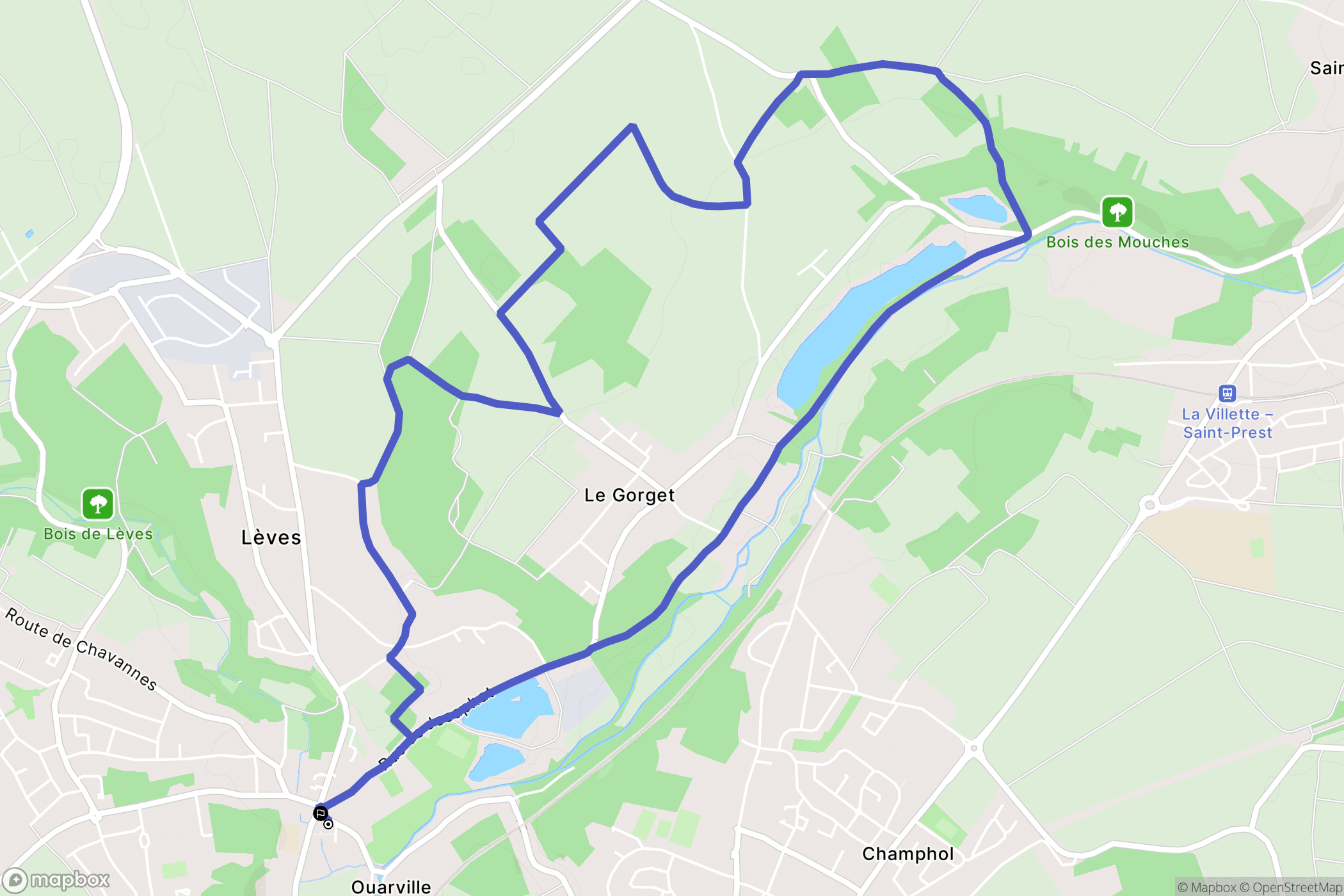 Lèves : carte du parcours de randonnée - France
