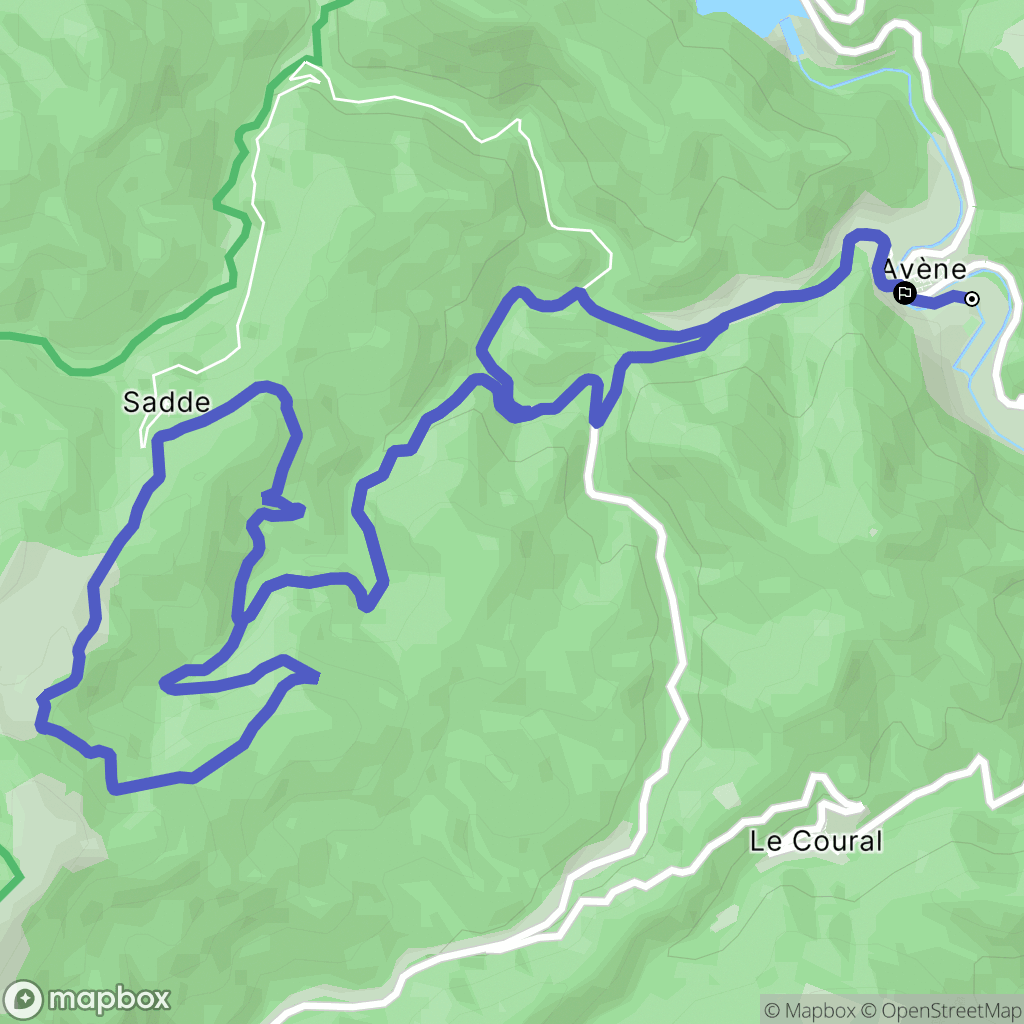 Avène : carte du parcours de randonnée - France