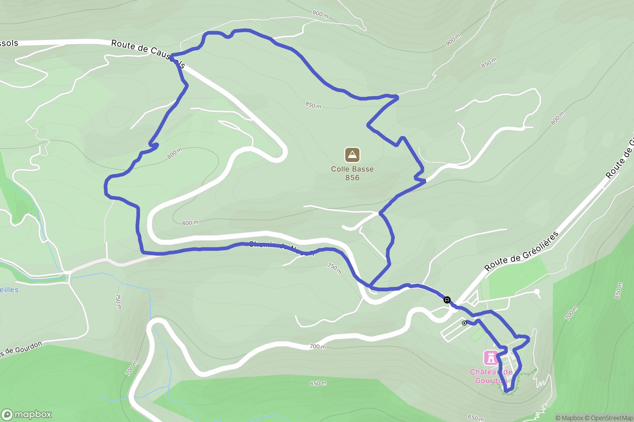 Gourdon : carte du parcours de randonnée - France