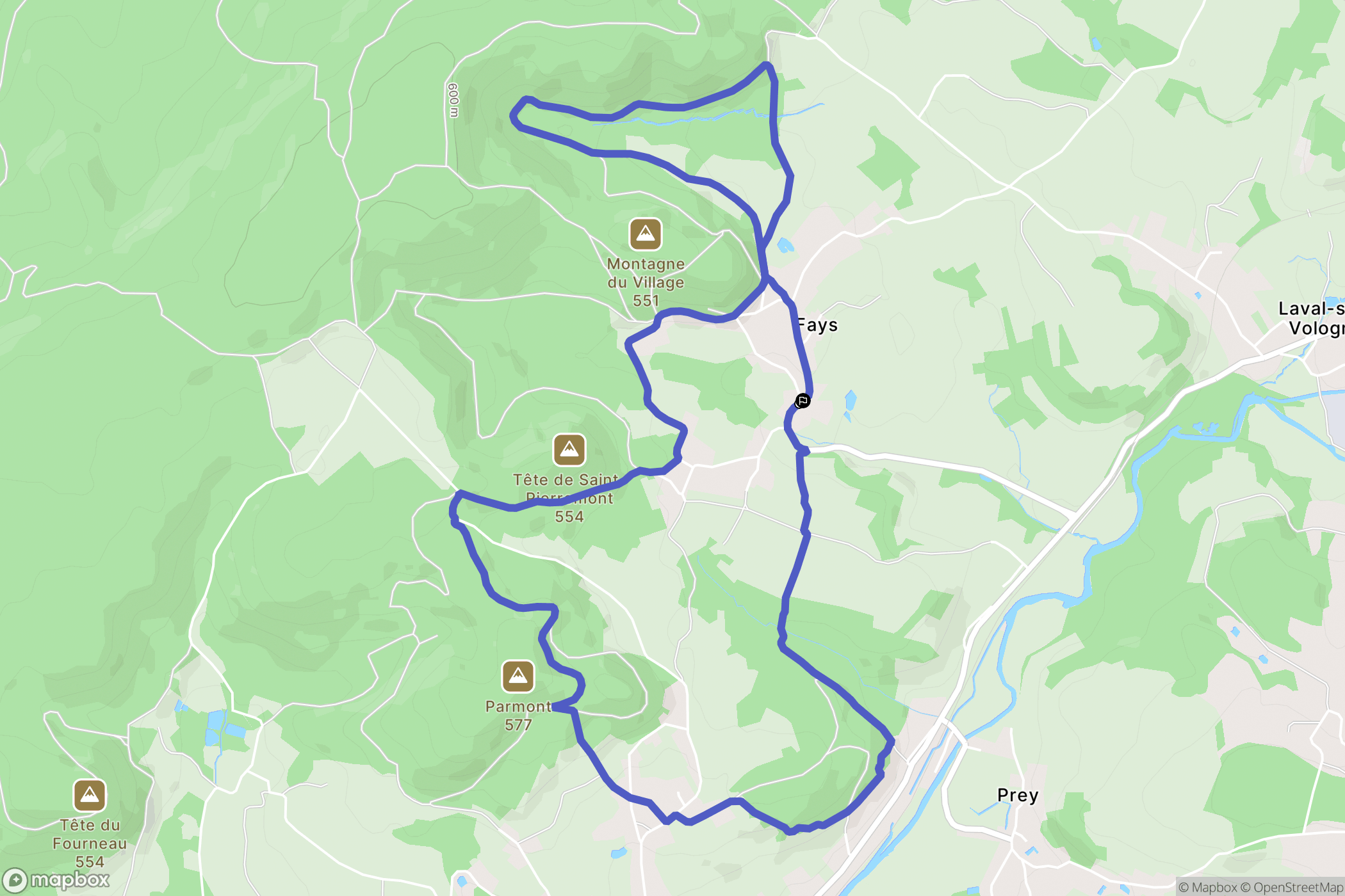 Fays : carte du parcours de randonnée - France
