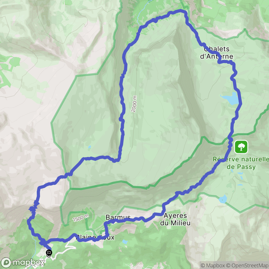 Passy : carte du parcours de randonnée - France