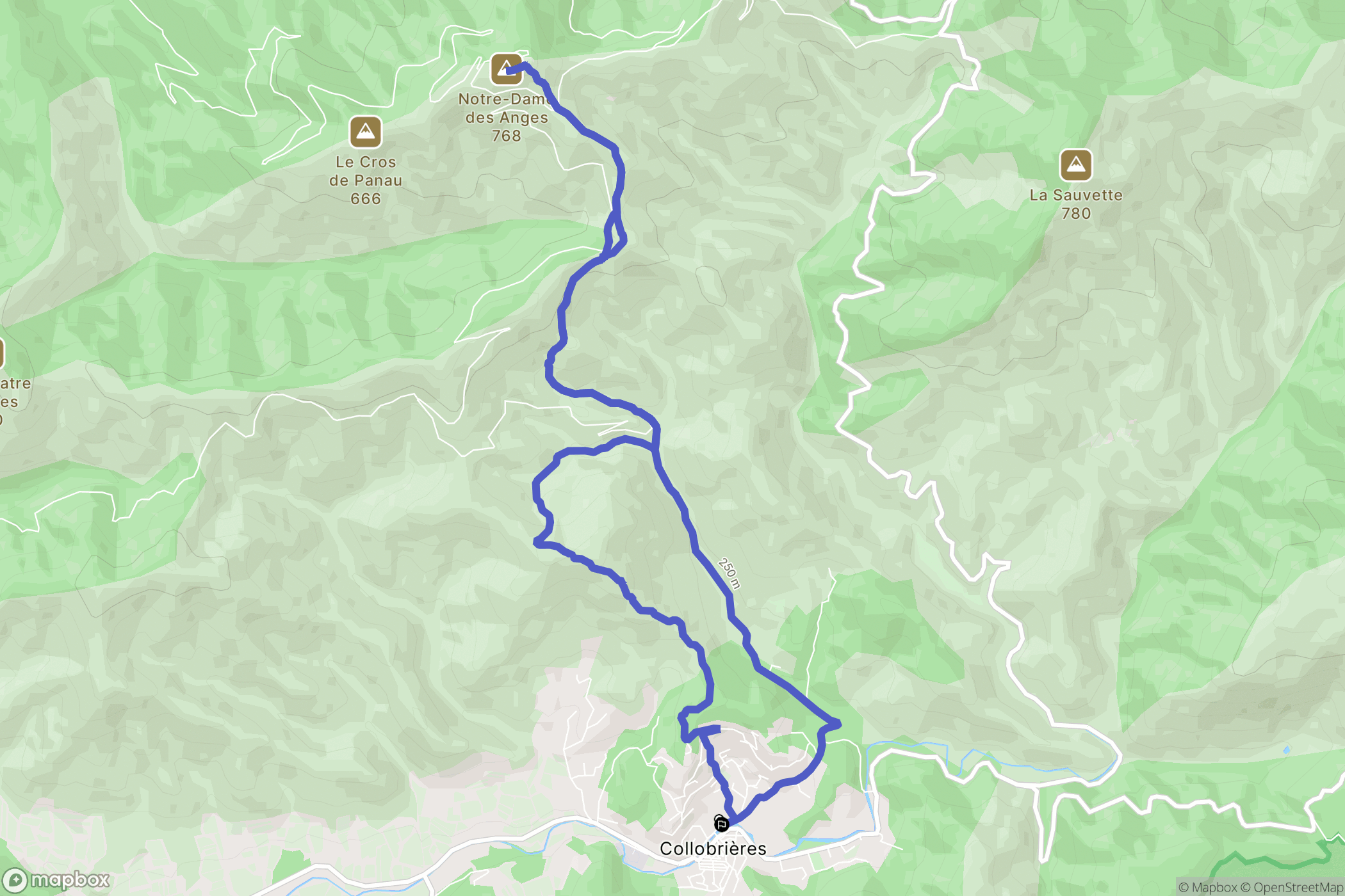 Collobrières : carte du parcours de randonnée - France