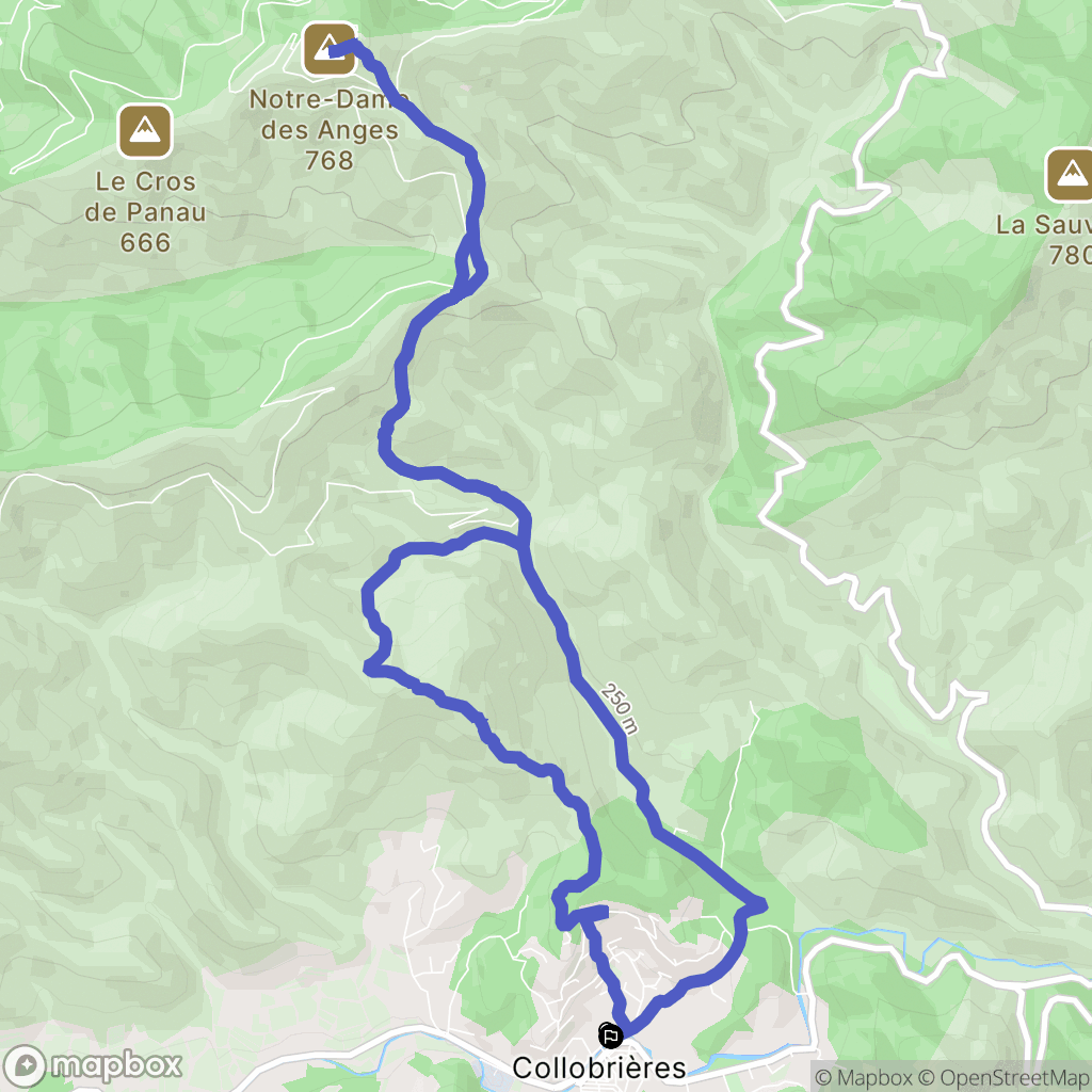 Collobrières : carte du parcours de randonnée - France