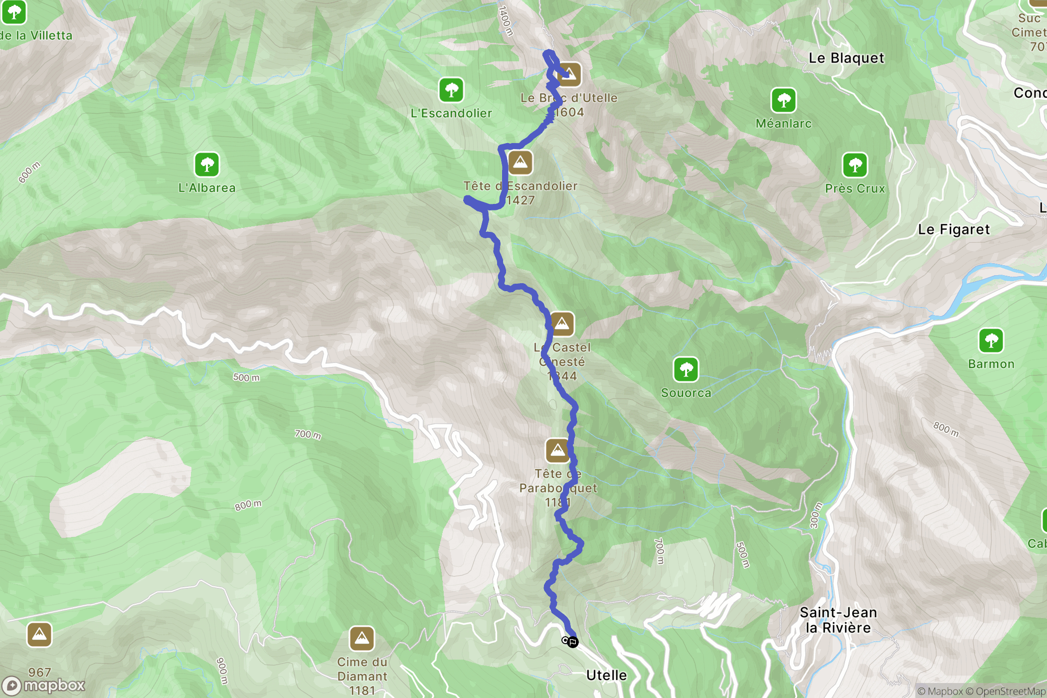 Utelle : carte du parcours de randonnée - France