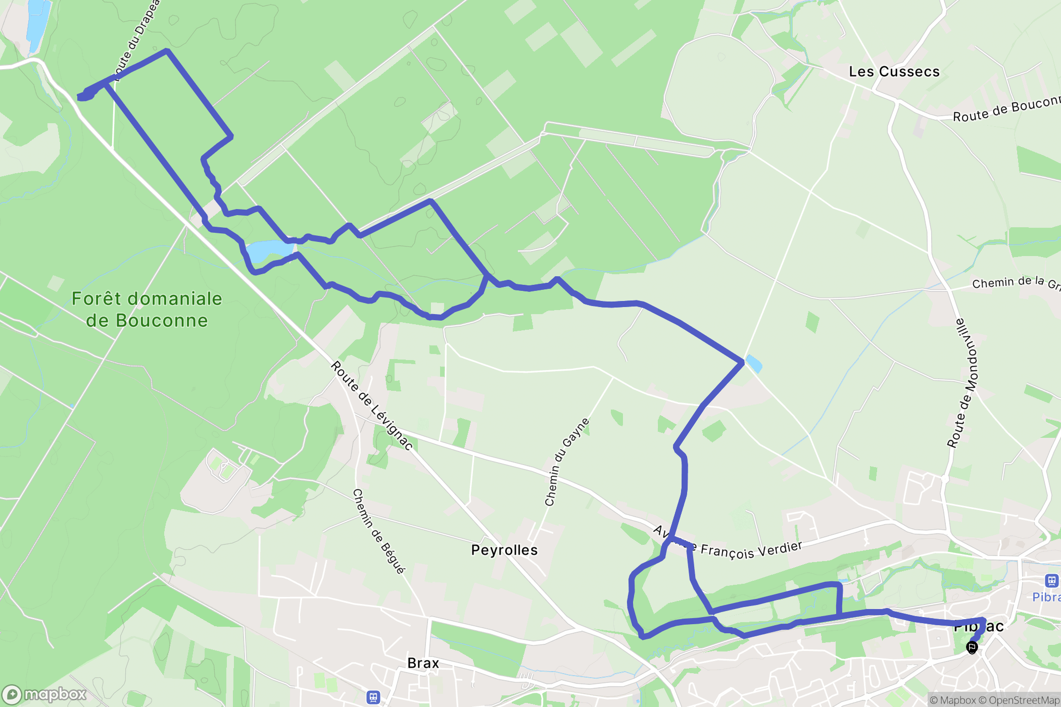 Pibrac : carte du parcours de randonnée - France