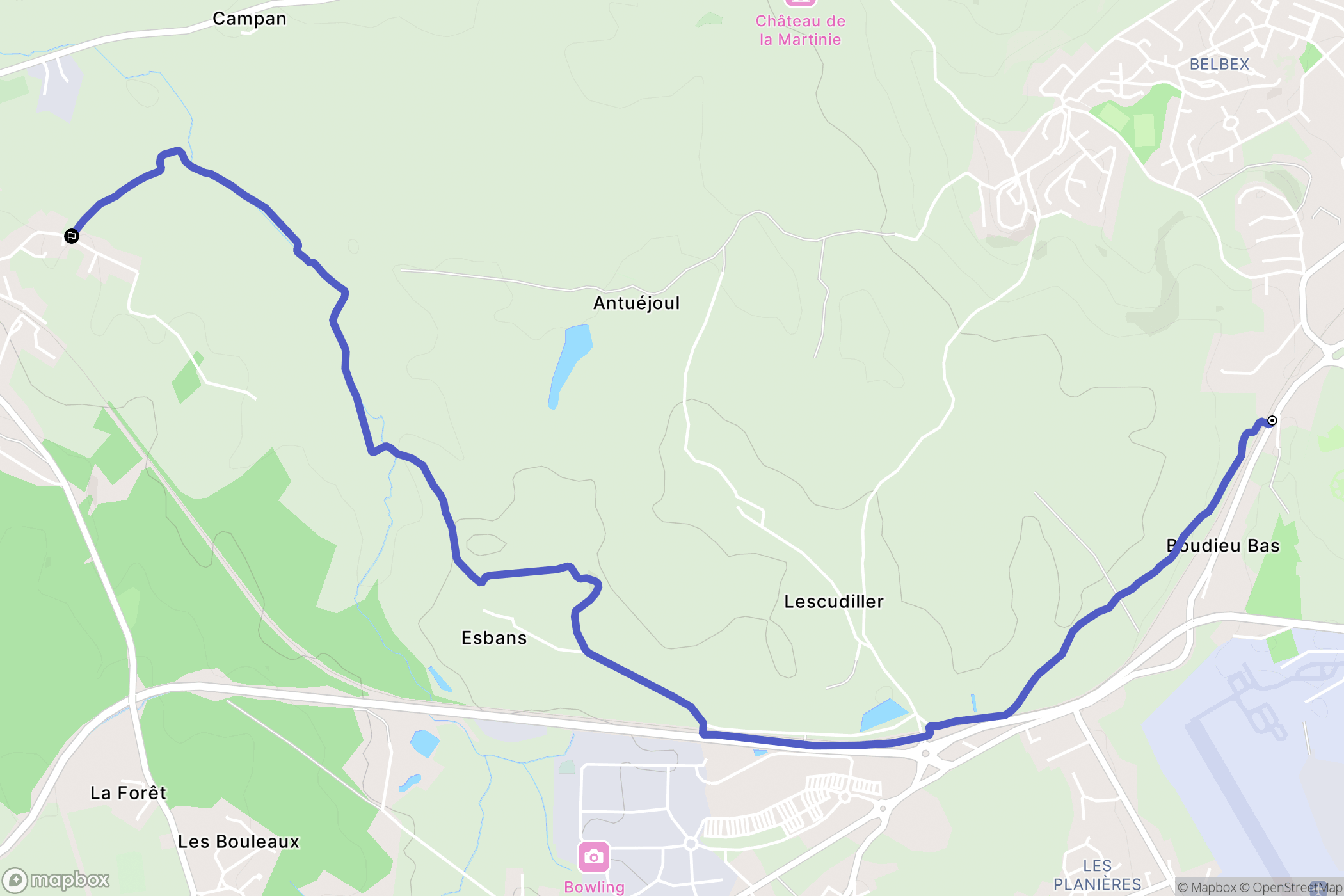 Aurillac : carte du parcours de randonnée - France