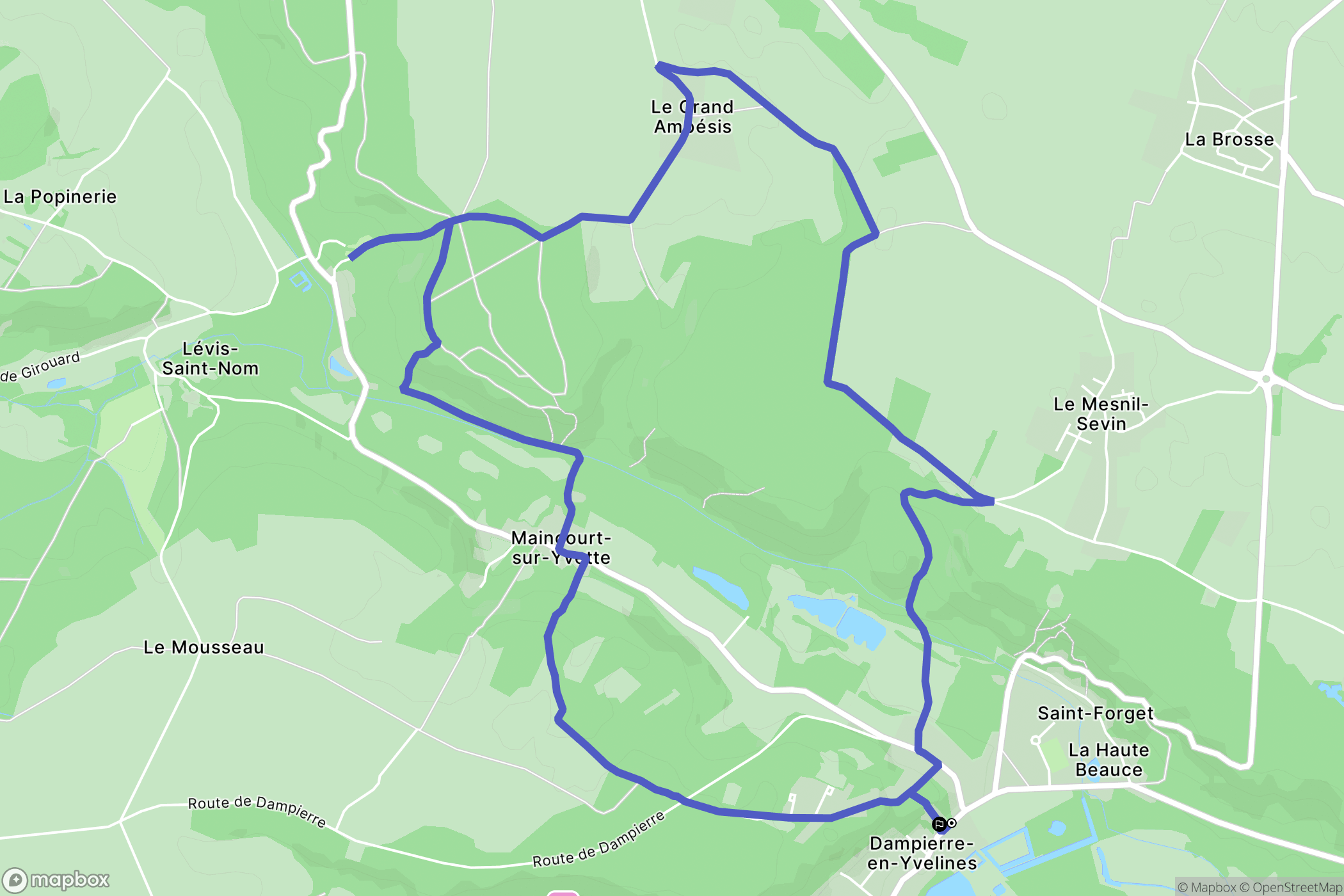 Dampierre-en-Yvelines : carte du parcours de randonnée - France