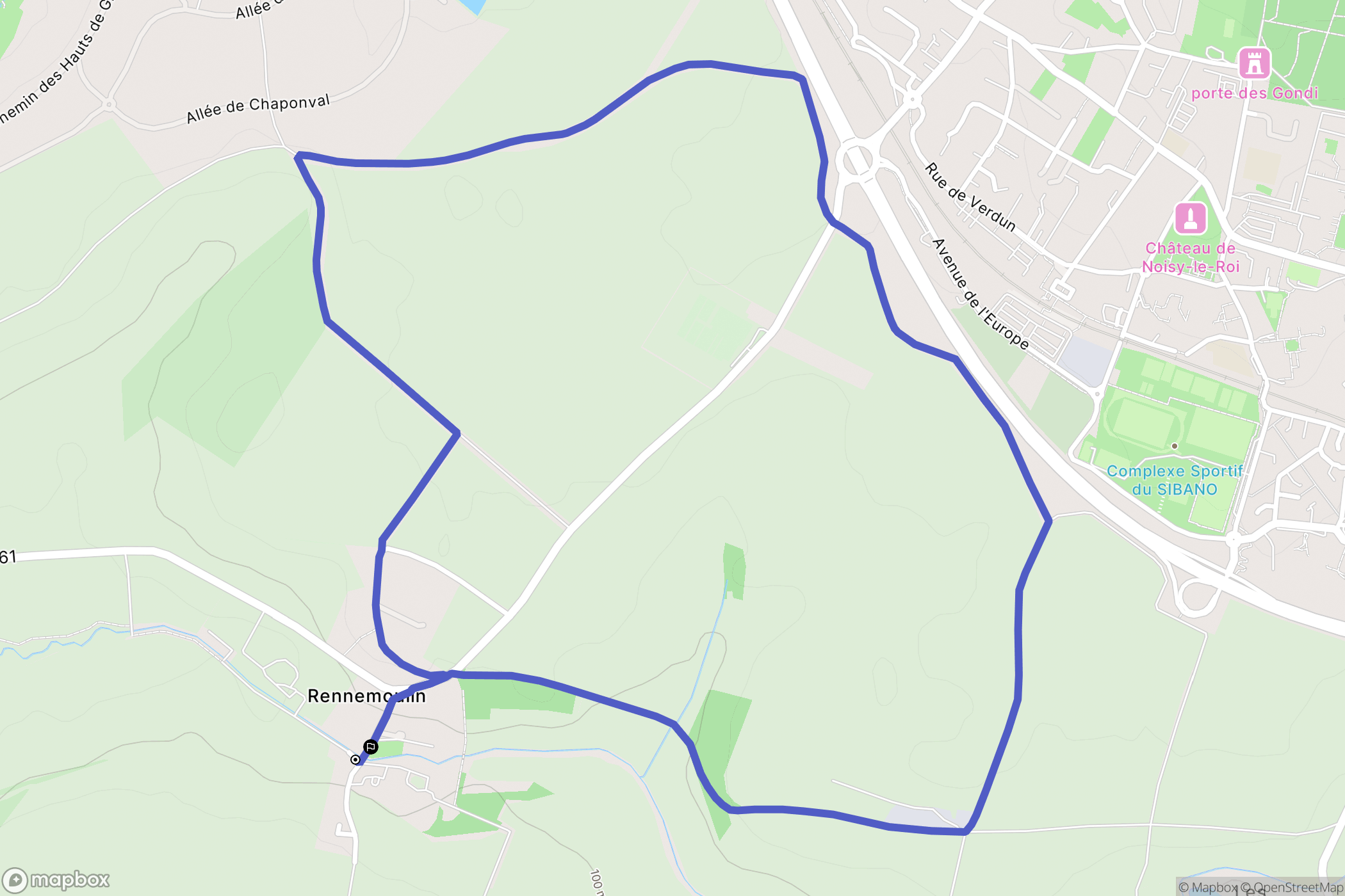 Rennemoulin : carte du parcours de randonnée - France