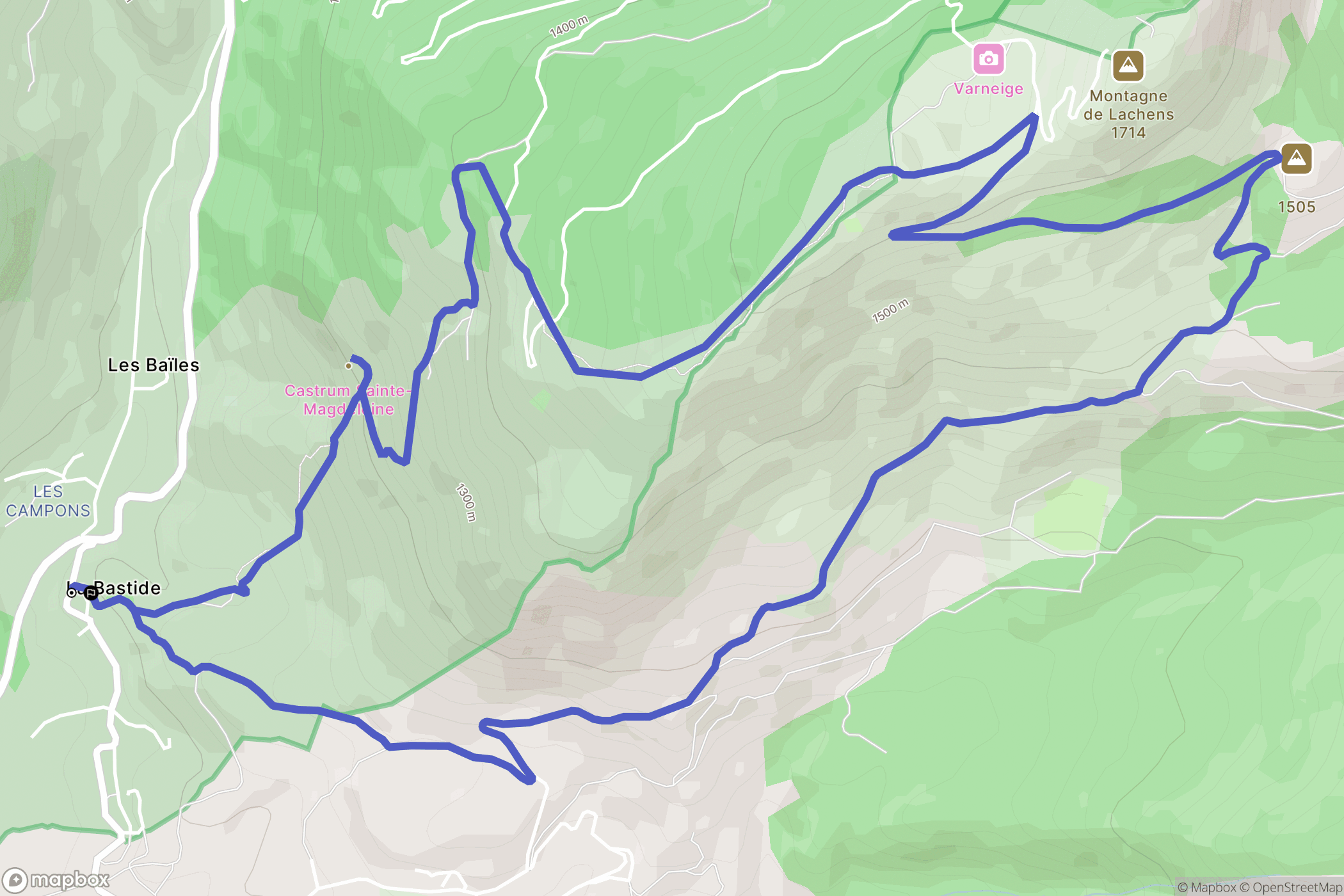 La Bastide : carte du parcours de randonnée - France