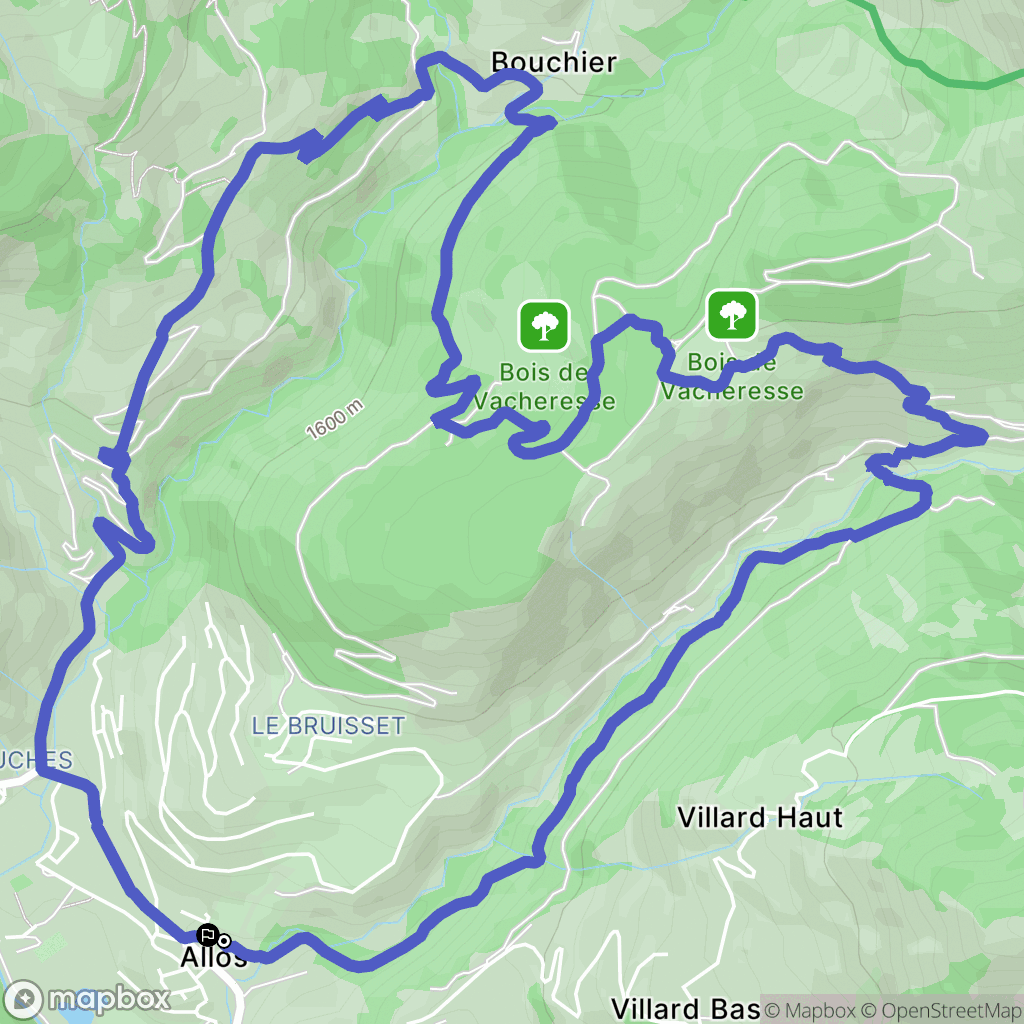 Allos : carte du parcours de randonnée - France