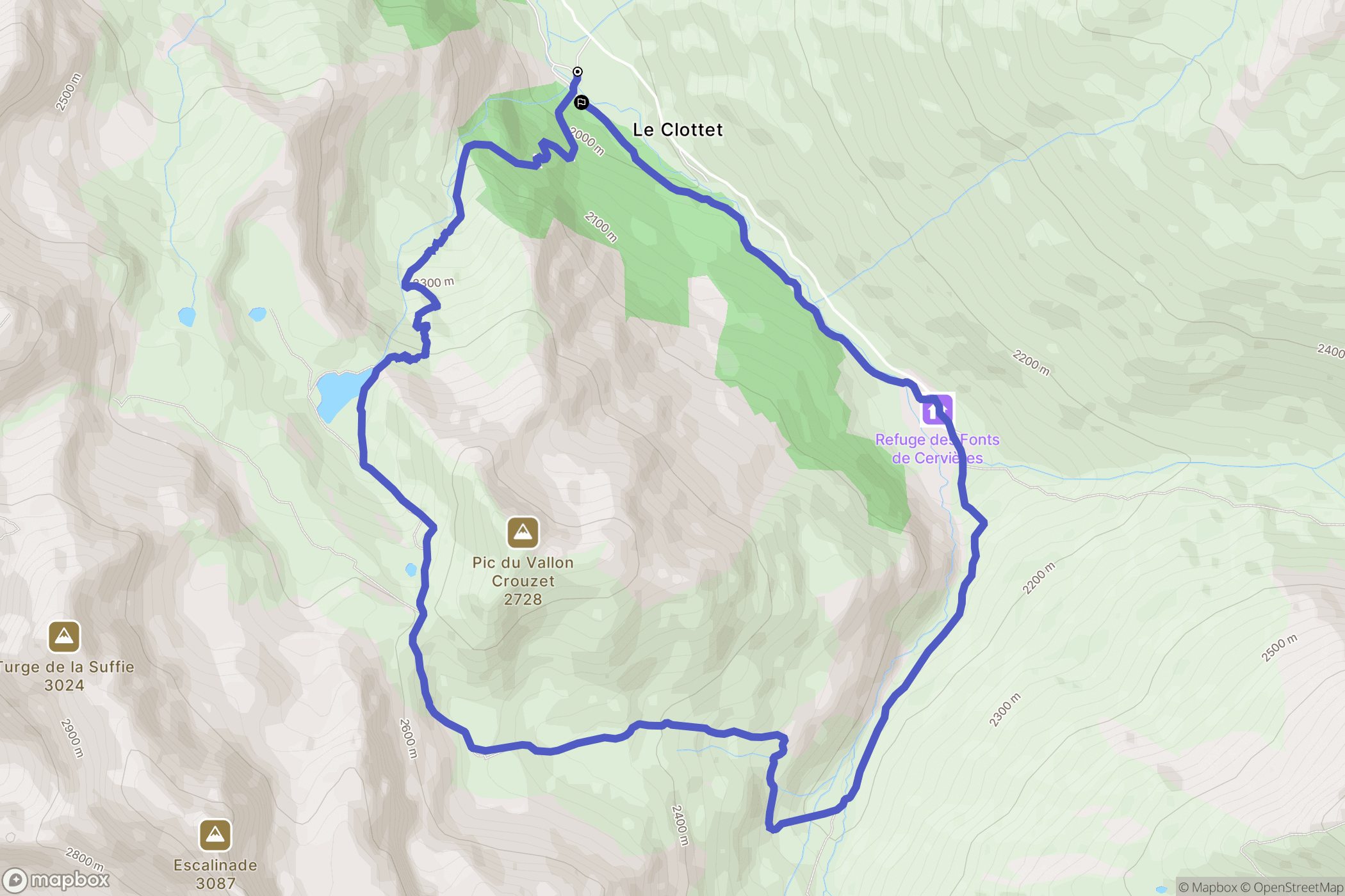 Les Chalps : carte du parcours de randonnée - France